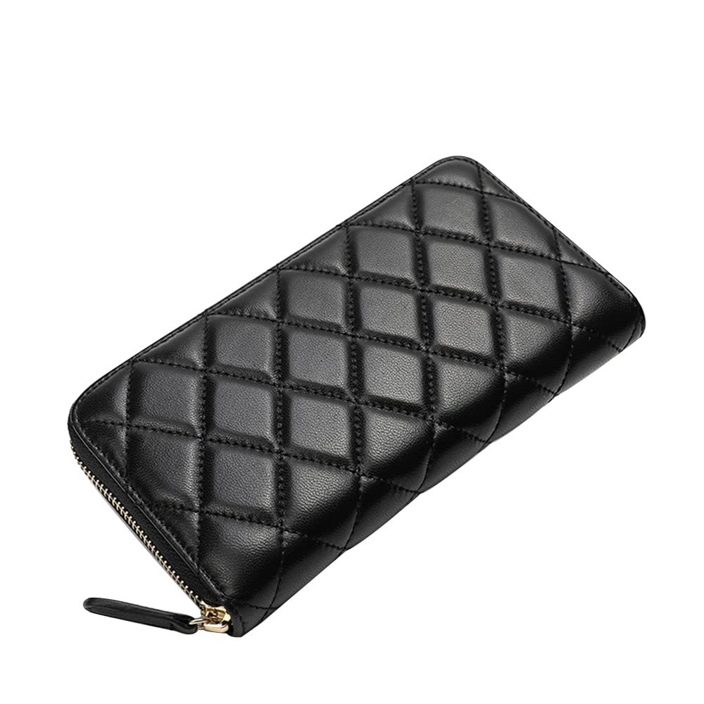DORIS&JACKY RFID Leather Wallet for Women - Travel Wristlet Bag with Zipper (Large Capacity for Daily Use & Shopping)