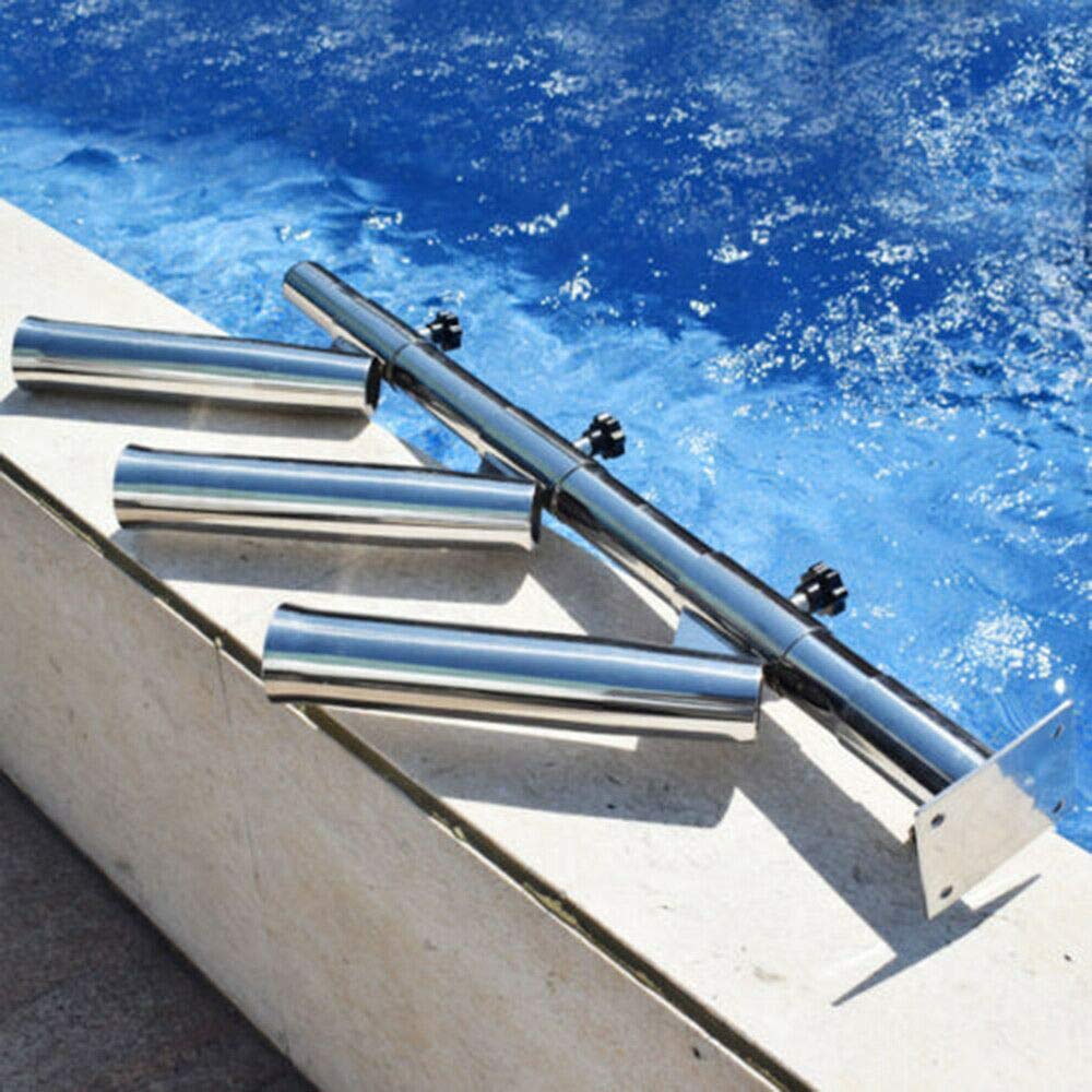Stainless Steel 316 Adjustable Fishing Rod Holder - Vertical Bird Tree Design with 3 Rod Tubes & Trident Outrigger - Stylish Pole Pod Bracket Socket Rack with Base - Perfect for Boat, Kayak, and Shore Fishing Organization