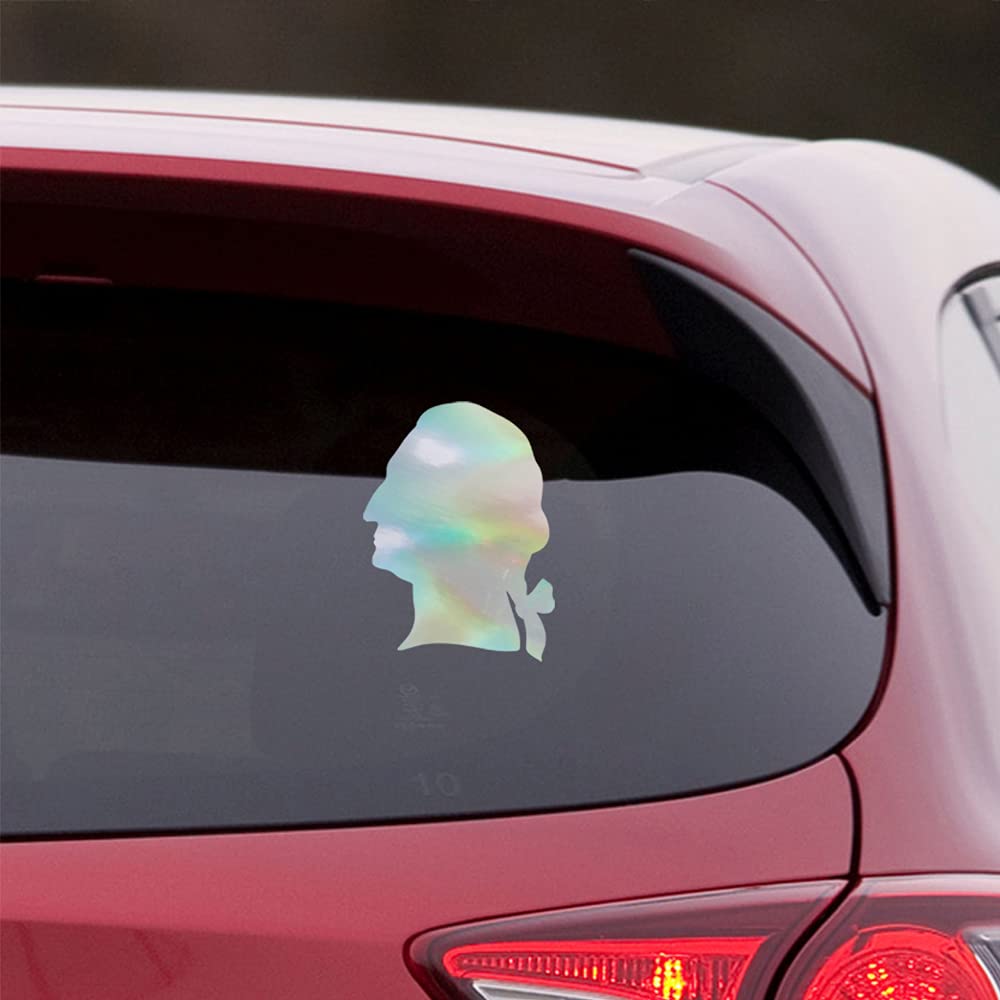 Premium George Washington Hologram Silhouette Vinyl Decals (Set of 2) - Waterproof Stickers for Laptop, Phone, Helmet, Car Window, Bumper, Mug, Cup, Door & Wall Decor - Perfect for Patriotic Home Office, School Projects & Gift Giving