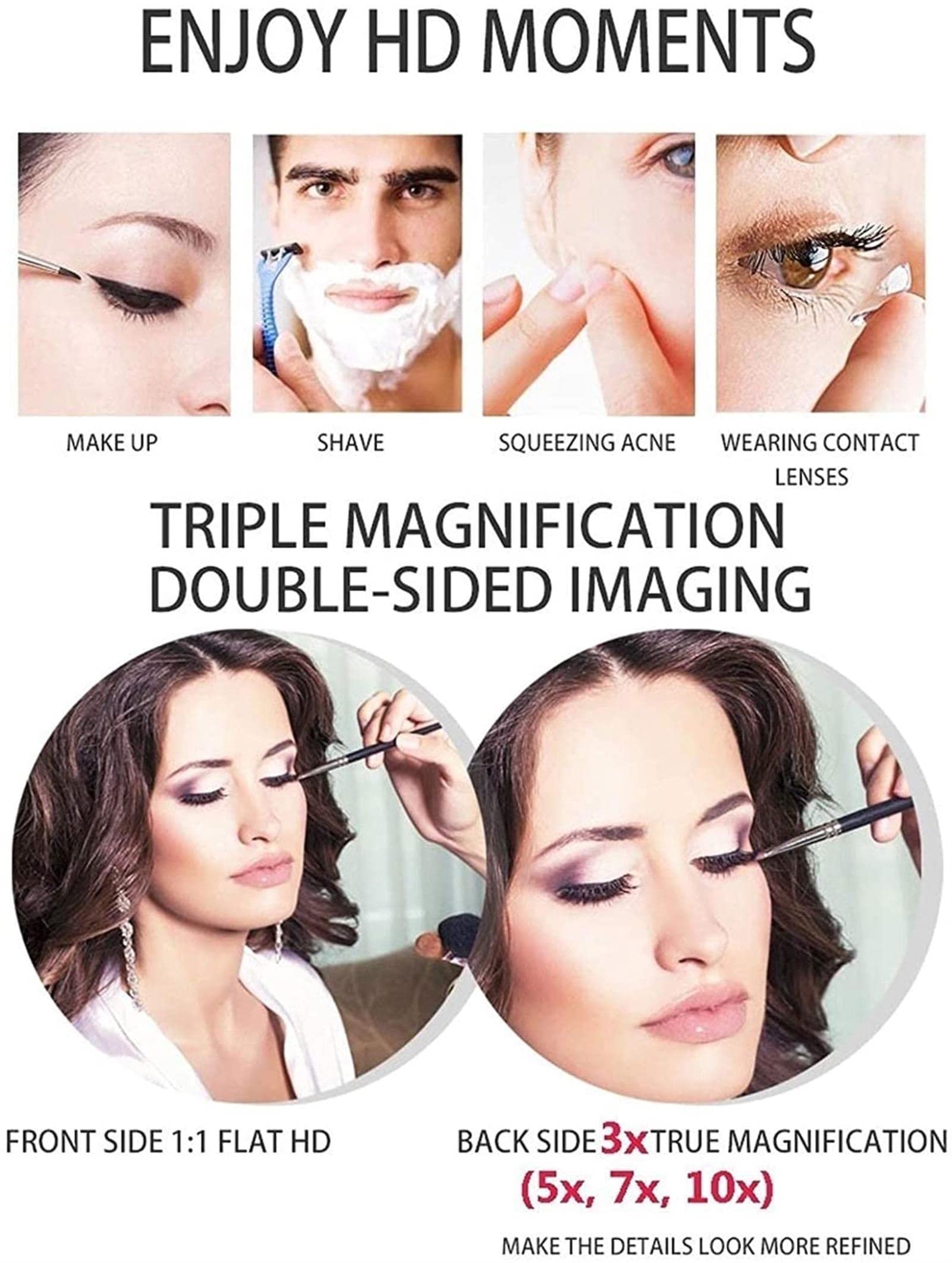 360° Rotating Wall Mounted Makeup Mirror - 10x Magnification Vanity Mirror with Extendable Arm for Bathroom, Shaving & Cosmetic Use (Bronze) - Perfect for Daily Makeup, Grooming & Salon Styling