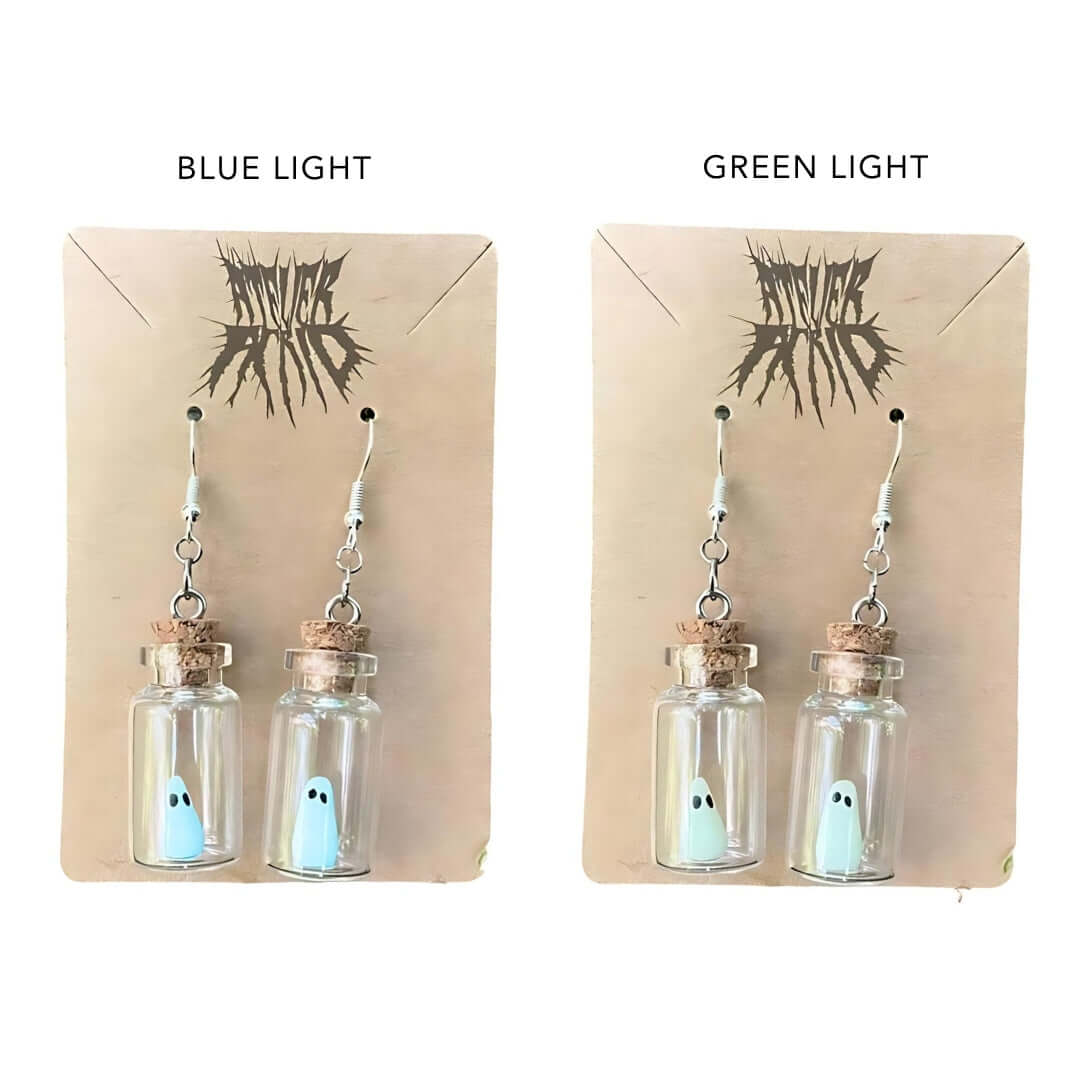 Adopt A Ghost Light Up Halloween Drop Earrings & Necklace Set | XC115 | Spooky Party Accessories for Women & Teens