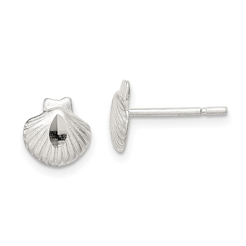 925 Sterling Silver Sea Shell Mermaid Stud Earrings - Nautical Jewelry for Women - Dainty Post Earrings Perfect for Beach Vacations, Summer Outfits & Gift Giving