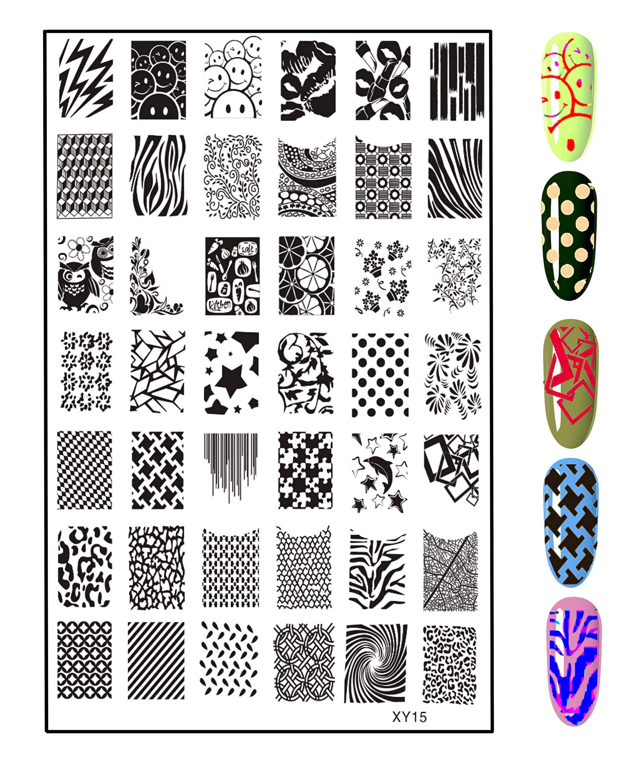 Professional Nail Art Kit for Women - 3 Nail Stamping Plates (XY15, 04, 20) with Stamper & Scraper | DIY Manicure Tools for Girls | Perfect for Home Salon, Party Nail Designs & Gift Giving