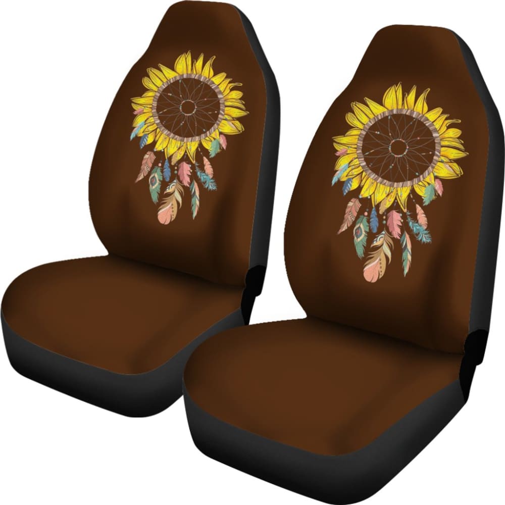 Premium Sunflower Dreamcatcher Car Seat Covers - Native American Style for Cars, SUVs & Trucks | Perfect for Road Trips & Boho Interior Decor
