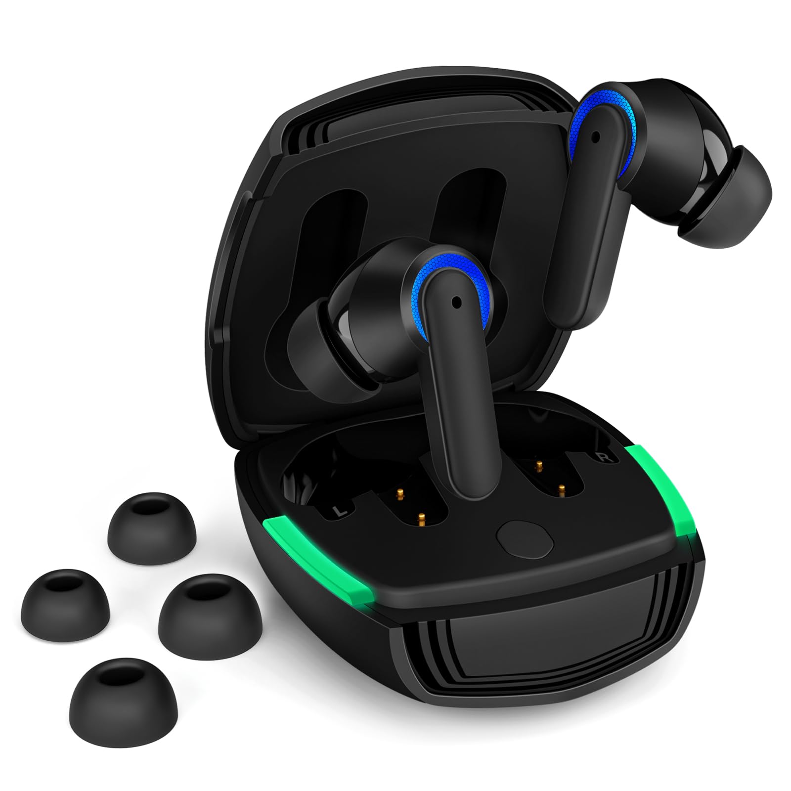 Wireless Bluetooth Earbuds with Noise Cancelling & Mic - Compatible with iPhone 16/15 Pro Max/14/13 & Samsung Galaxy S25/S24/S23/S22/S21 - Premium Bass Stereo Sound for Workouts, Commuting & Gaming