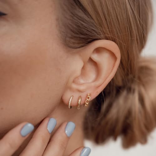 3 pair gold hoops