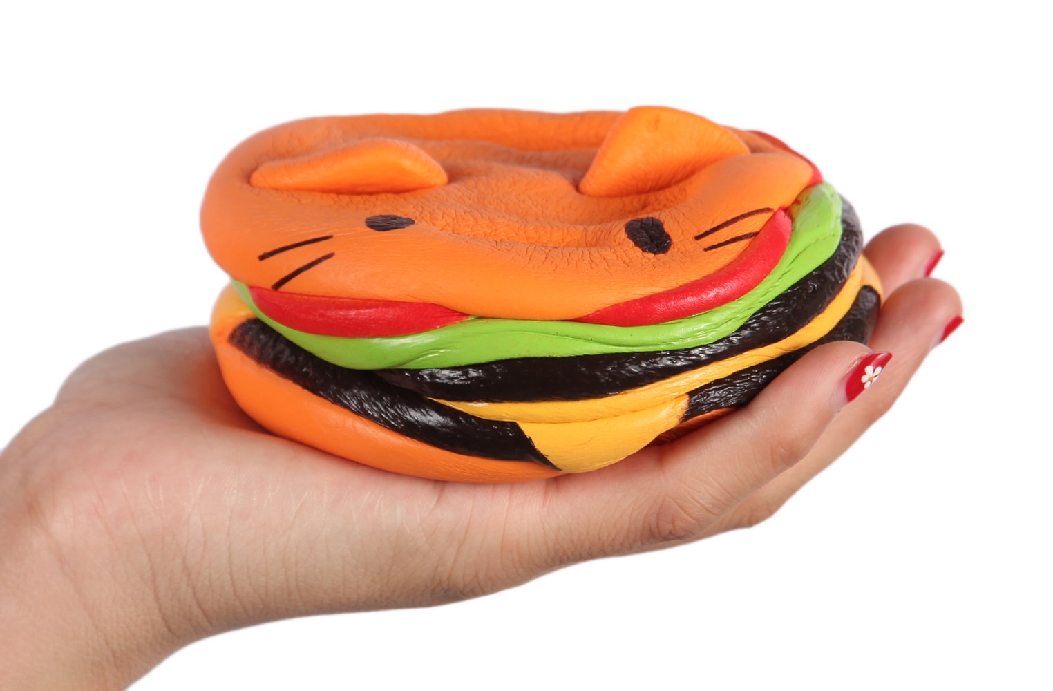Anboor Kawaii Squishy Cat Hamburger Toy for Kids - Slow Rising Stress Relief Gift