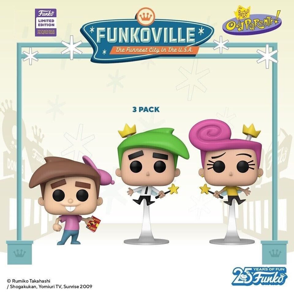 Funko Pop Television SDCC 2023 The Fairly OddParents Timmy Turner Cosmo & Wanda 3-Pack Limited Edition Collectible Figures - Perfect for Comic-Con Fans and Animation Collectors