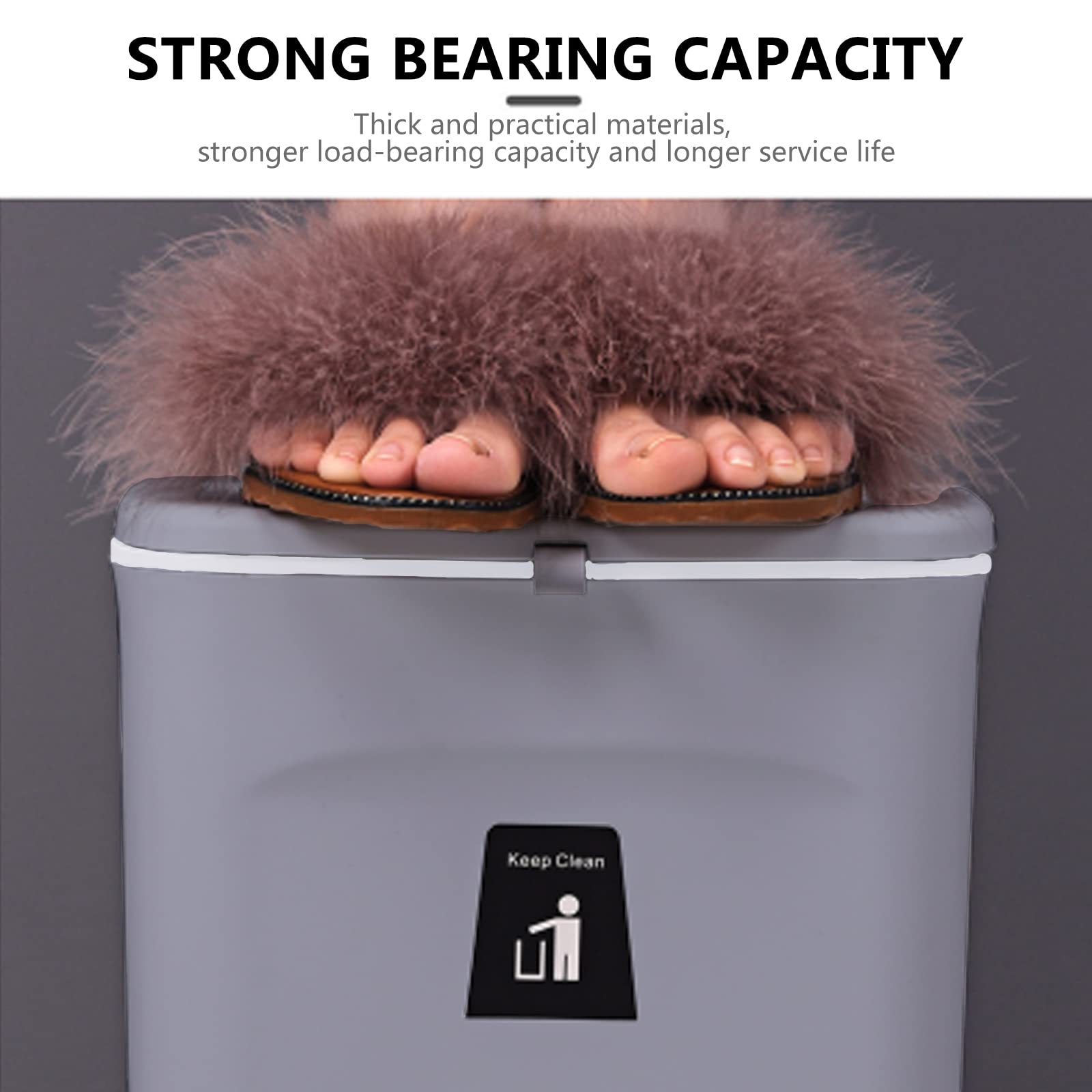 TOPROAD 2.4 Gallon Wall Mounted Kitchen Trash Can with Lid - Small Waste Bin for Countertop, Under Sink, Bathroom, Bedroom, Office & Camping - Space Saving Grey Compost Bin for Home & Outdoor Use