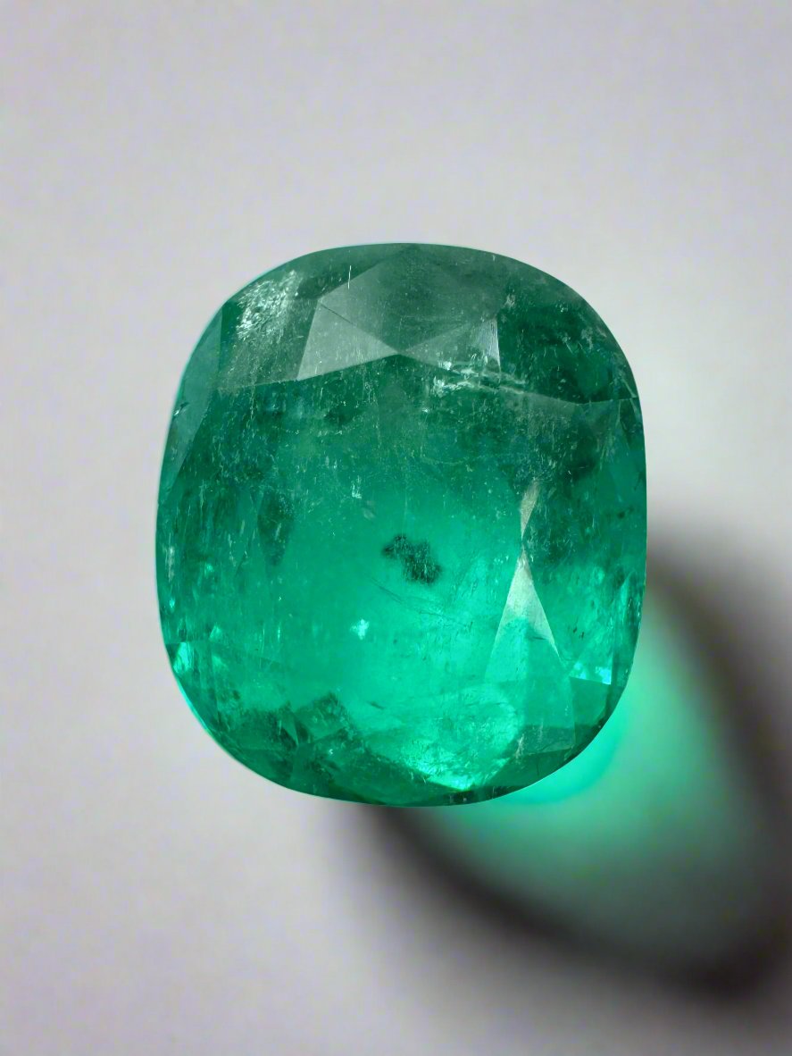 4.37 Carat Natural Colombian Emerald - 10.5x9mm Cushion Cut Loose Gemstone, Deep Green with Unique Freckles | Perfect for Engagement Rings, Fine Jewelry & Collector's Pieces