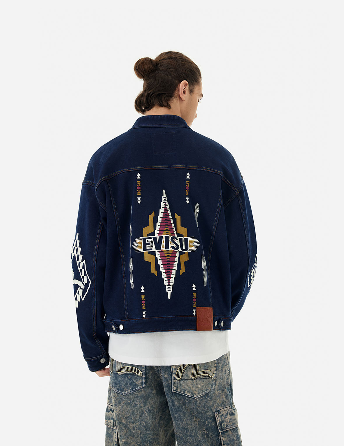 Stylish Reversible Denim Jacket with Chimayo Tapestry & Seagull Print - Boxy Fit for Women | Perfect for Casual Outings, Beach Trips & Boho Fashion