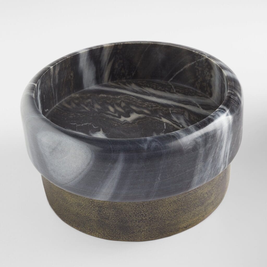 Cyan Design 11675 Roma Bowl - Antique Brass & Grey Marble Decorative Bowl for Home Decor, Centerpiece, Dining Table, Living Room, Gift Idea