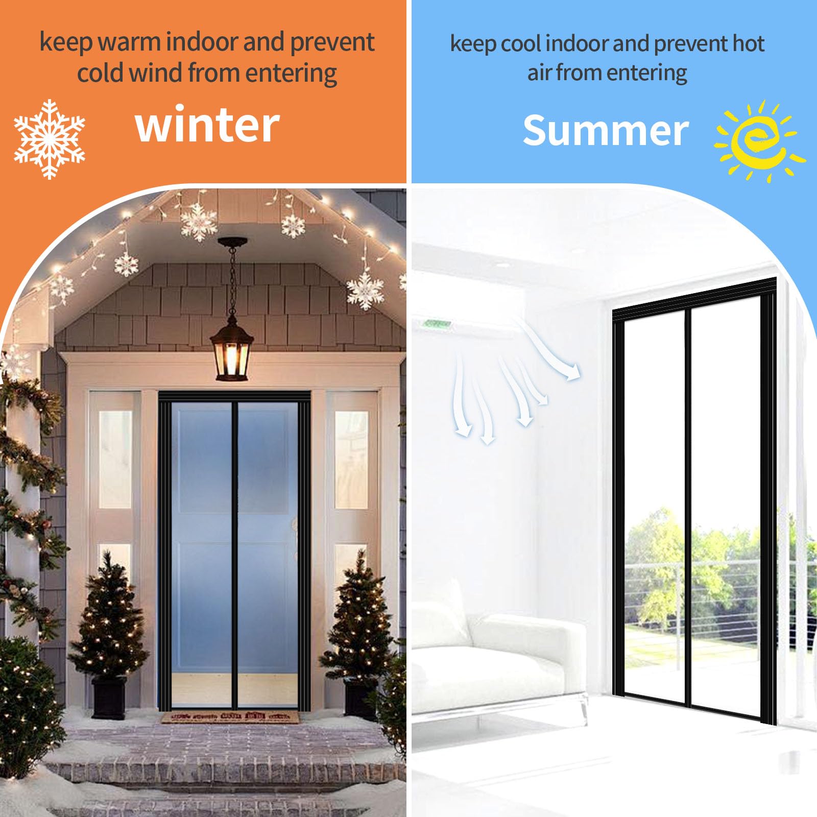 Adjustable Transparent Insulated Door Curtain - DIY Size 29