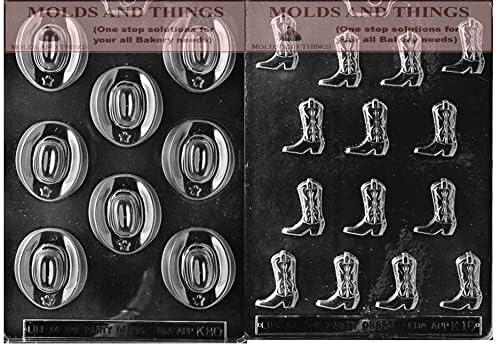 Cowboy Hat & Boot Chocolate Candy Molds Set - Clear Plastic, Durable & Reusable for DIY Candy Making - Includes Step-by-Step Instructions - Perfect for Birthday Parties, Holiday Gifts & Baking Decorations