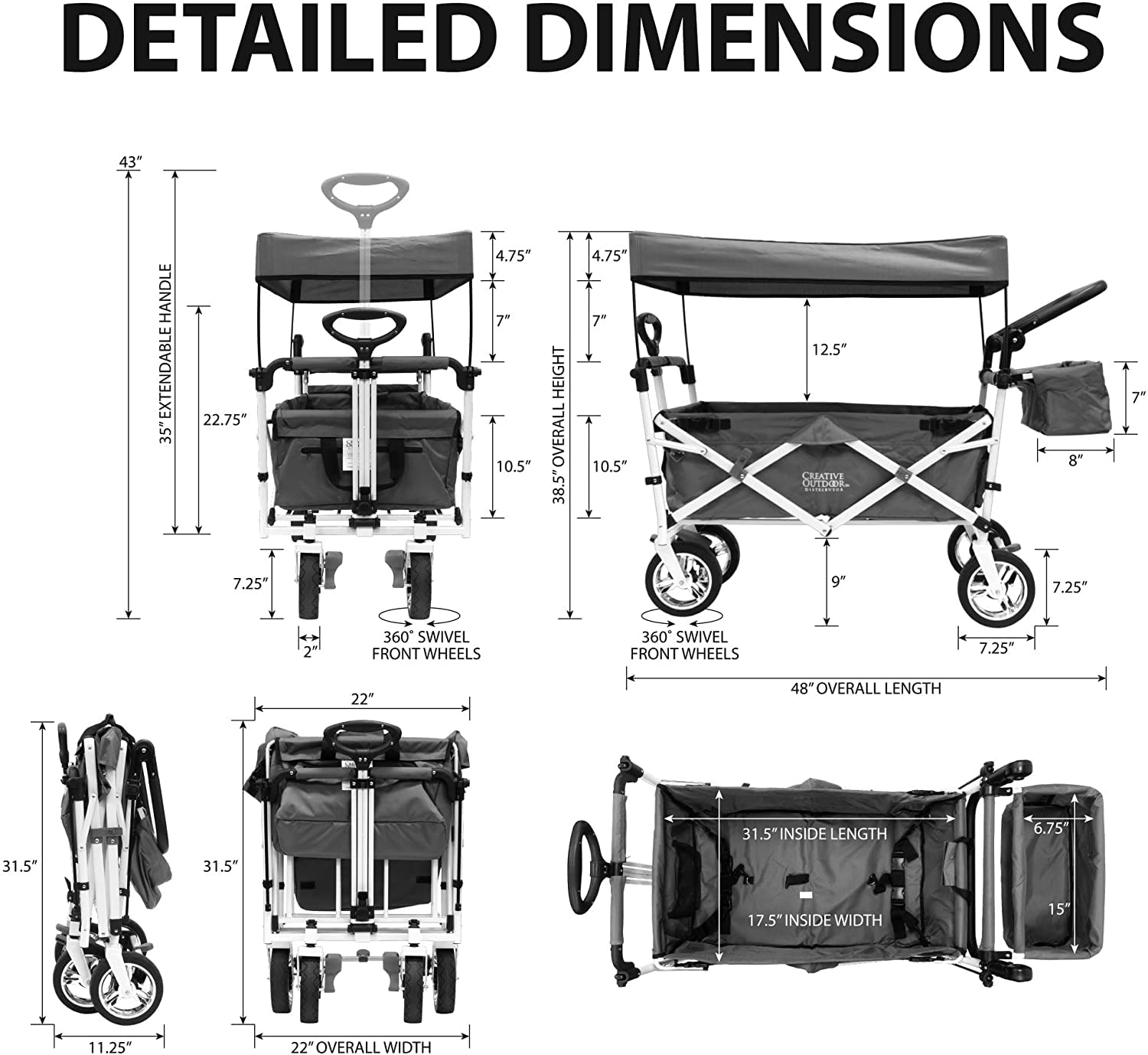 **Premium Double Stroller for Toddlers & Kids - Push & Pull Design, Removable Canopy & 5-Point Harness, Foldable Garden Cart with Adjustable Handle - Perfect for Beach, Park & Outdoor Adventures (Teal)**