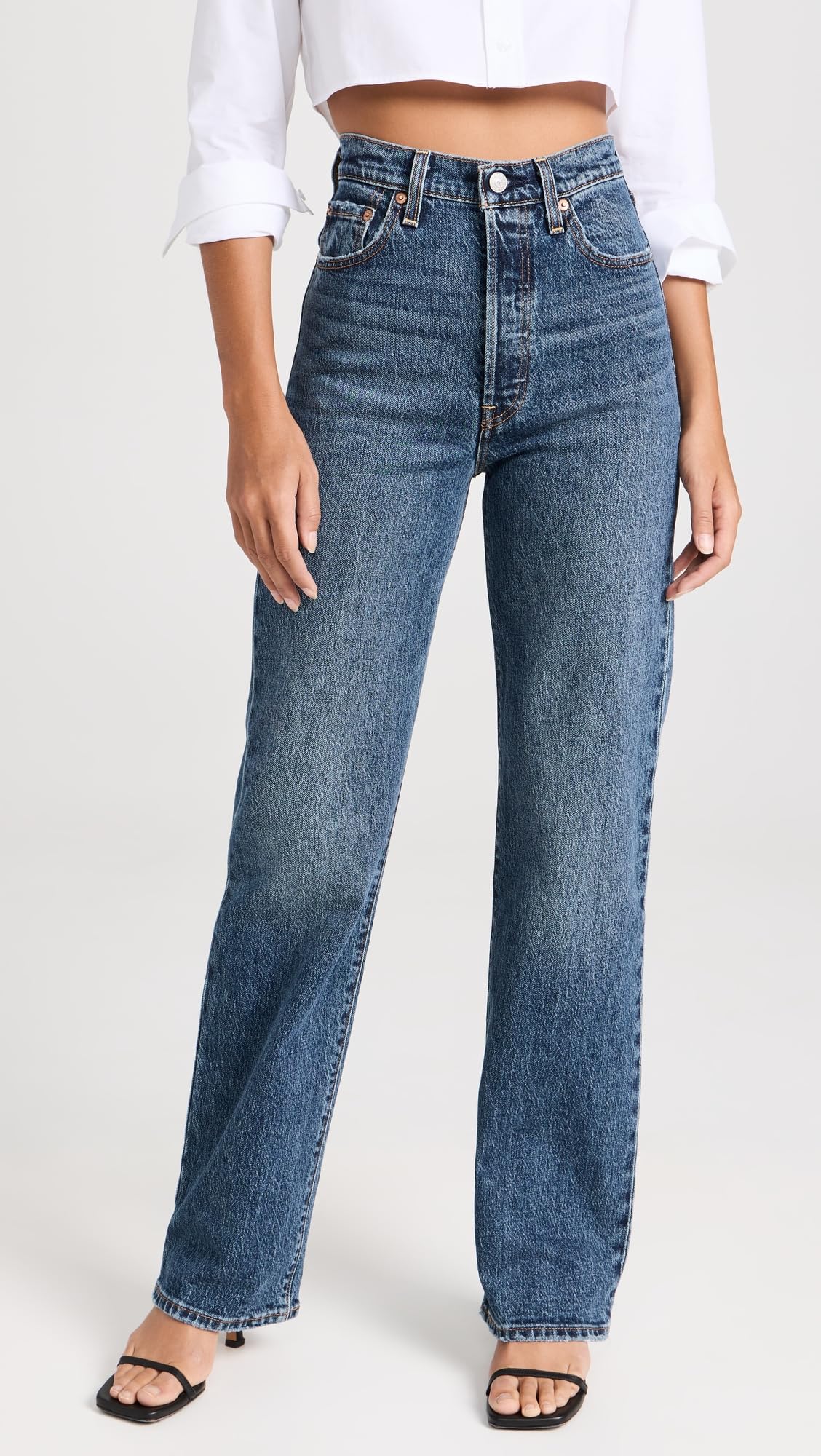 Levi's Women's Ribcage Straight Leg High Rise Full Length Jeans - Stretch Denim Pants for Casual Wear & Everyday Outfits