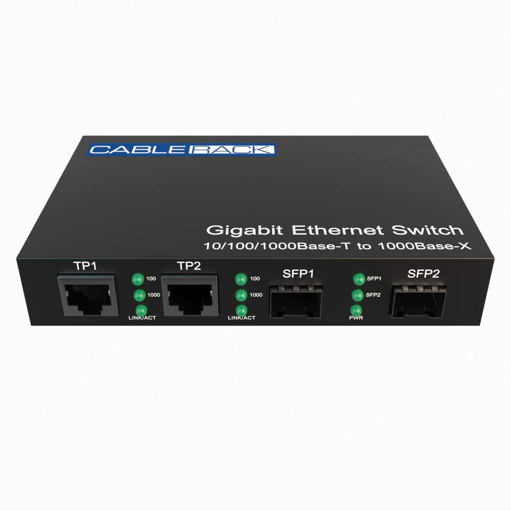 Dual SFP Slot Media Converter with Dual 1000M Ethernet Ports - High-Speed Fiber Optic Network Converter for Home & Office Networking