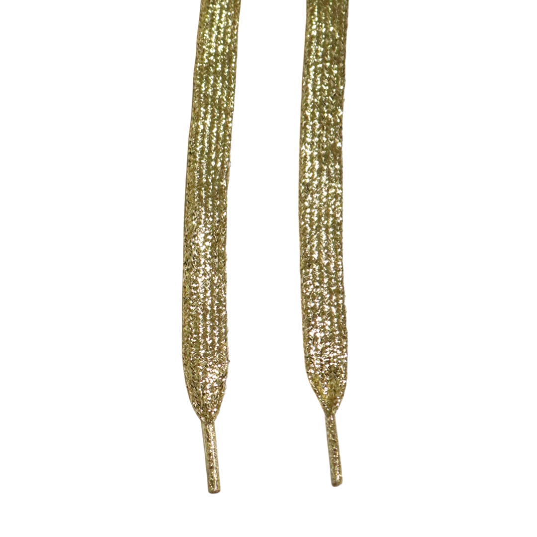 Solemate Flat Shiny Gold Shoelaces - Premium Fashion Shoe Accessories for Sneakers, Dress Shoes & Casual Wear