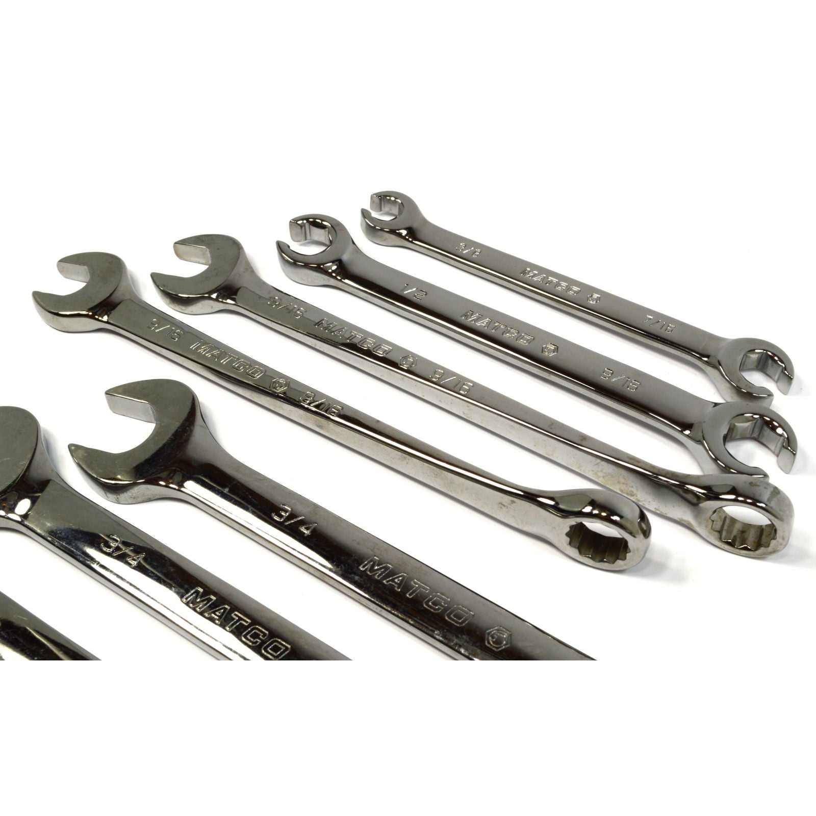 Premium 7-Piece Mixed Type Wrench Set - SAE Combination & Flare Nut Wrenches with Ergonomic Grip for Automotive Repair, Plumbing, and DIY Projects
