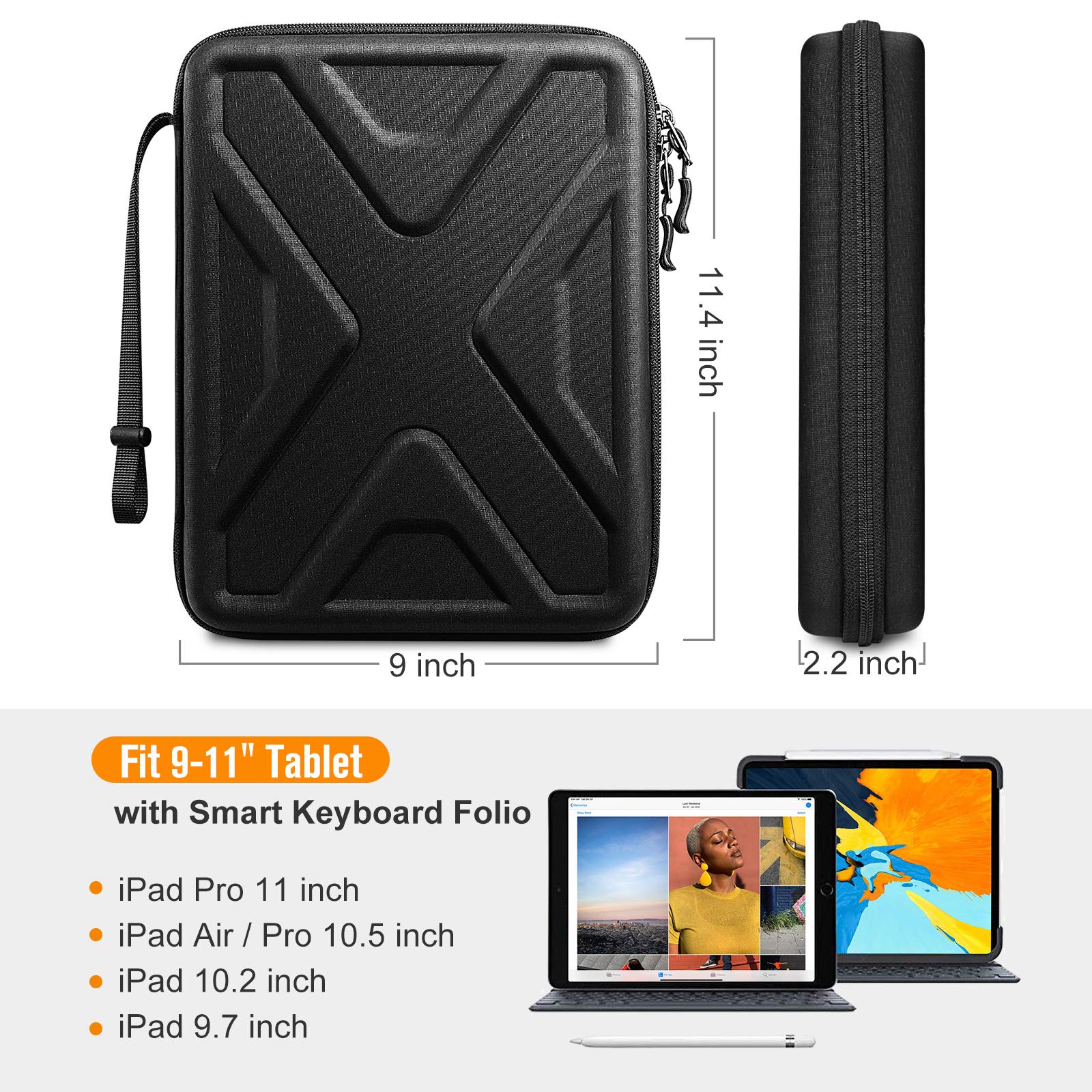 SITHON 11 Inch iPad Portfolio Sleeve Case - Compatible with iPad Pro M4/M2 (2025/2024), iPad Air M3/M2 (2025/2024), iPad 10th/9th Gen & More - Shockproof Tablet Carrying Organizer for Work, School & Travel