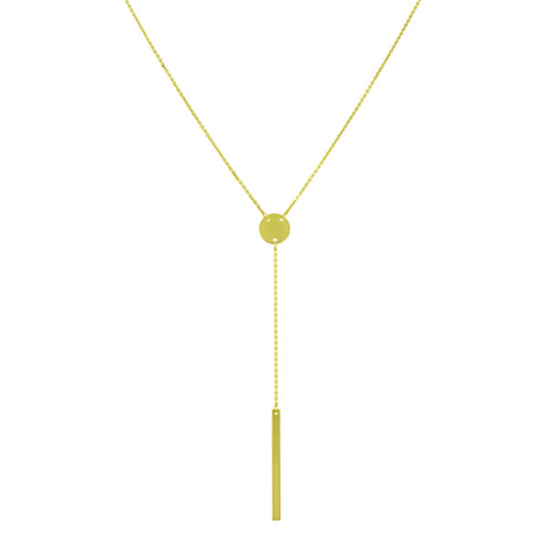 14K Gold Bar & Disc Lariat Necklace - Elegant Layered Chain for Women | Perfect for Everyday Wear, Date Nights & Special Occasions