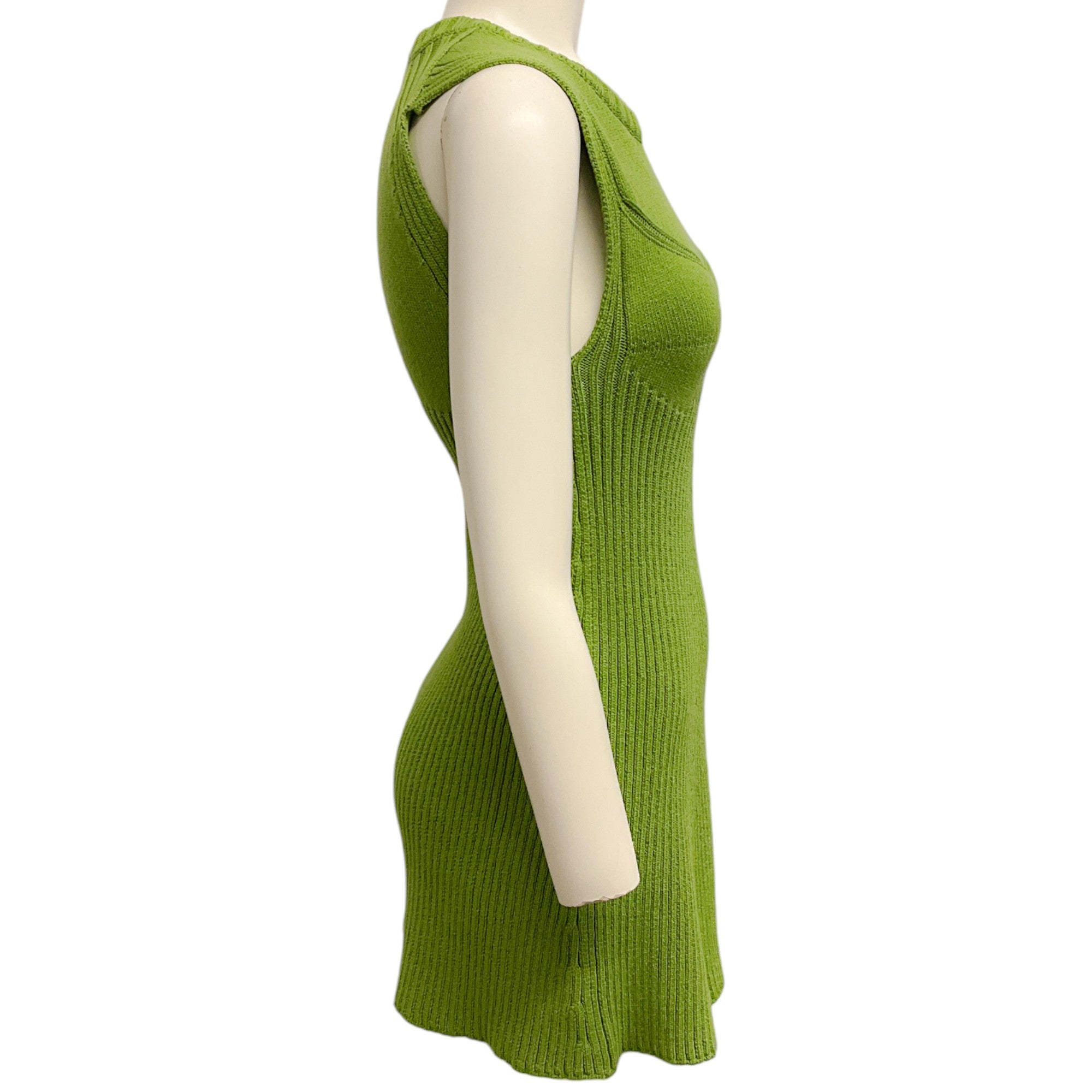 Jill Sander Green Sleeveless Ribbed Knit Dress for Women - Elegant Bodycon Summer Dress for Party, Wedding & Cocktail Events