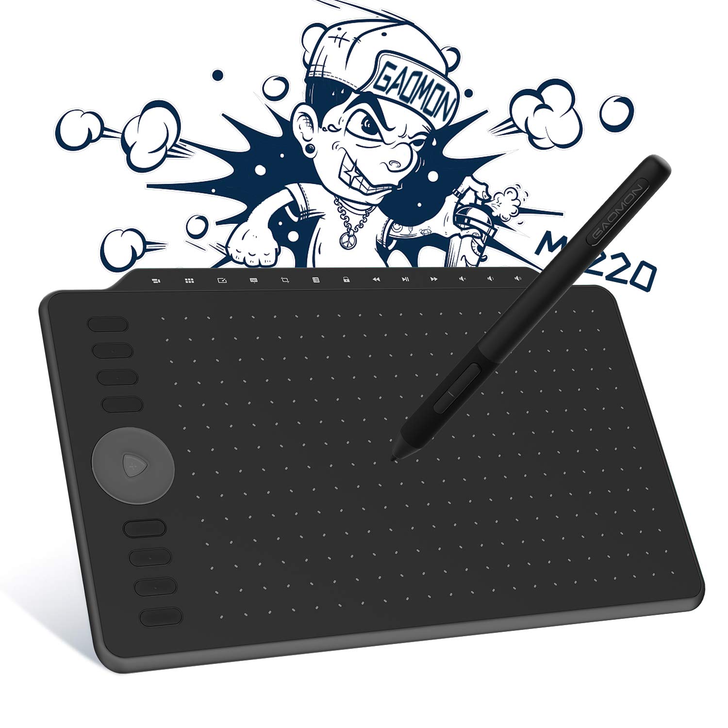 GAOMON M1220 12 Inch Professional Drawing Graphics Tablet with 13 Multimedia Keys & 8 Programmable Shortcuts - Compatible with Android, Windows, Mac OS - Perfect for Digital Art, Animation, Photo Editing & Online Teaching
