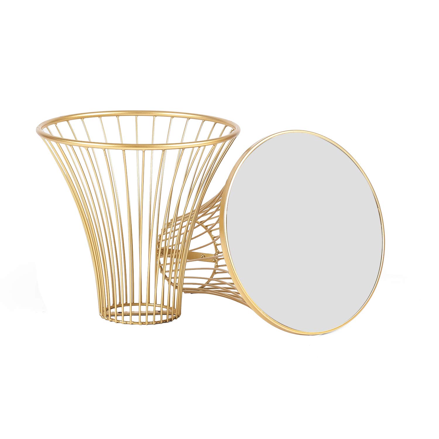 Modern Round Metal End Table - 27 Inch Tall Gold Nightstand for Bedroom & Living Room | Side Table, Coffee Table, Bedside Table for Home Decor
