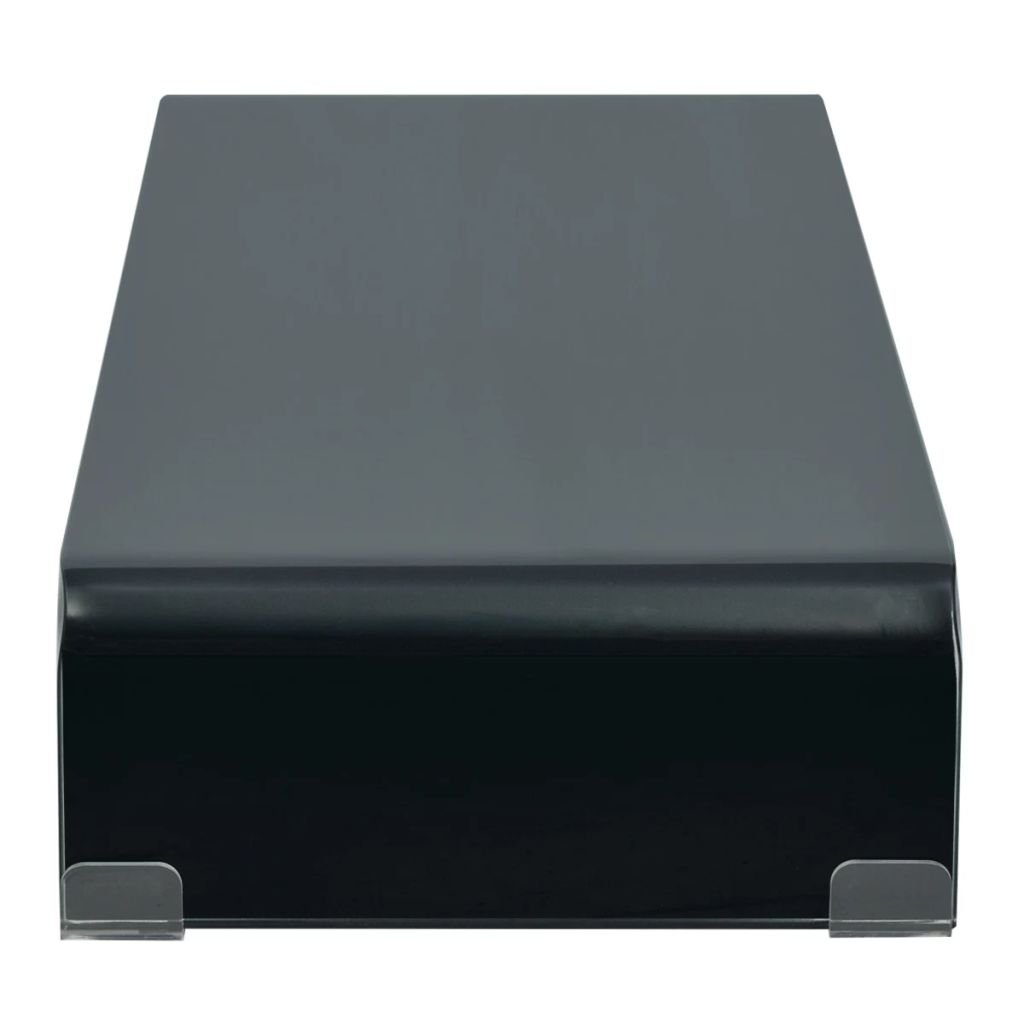 Black Glass TV Stand & Monitor Riser with Keyboard Storage - 31.5
