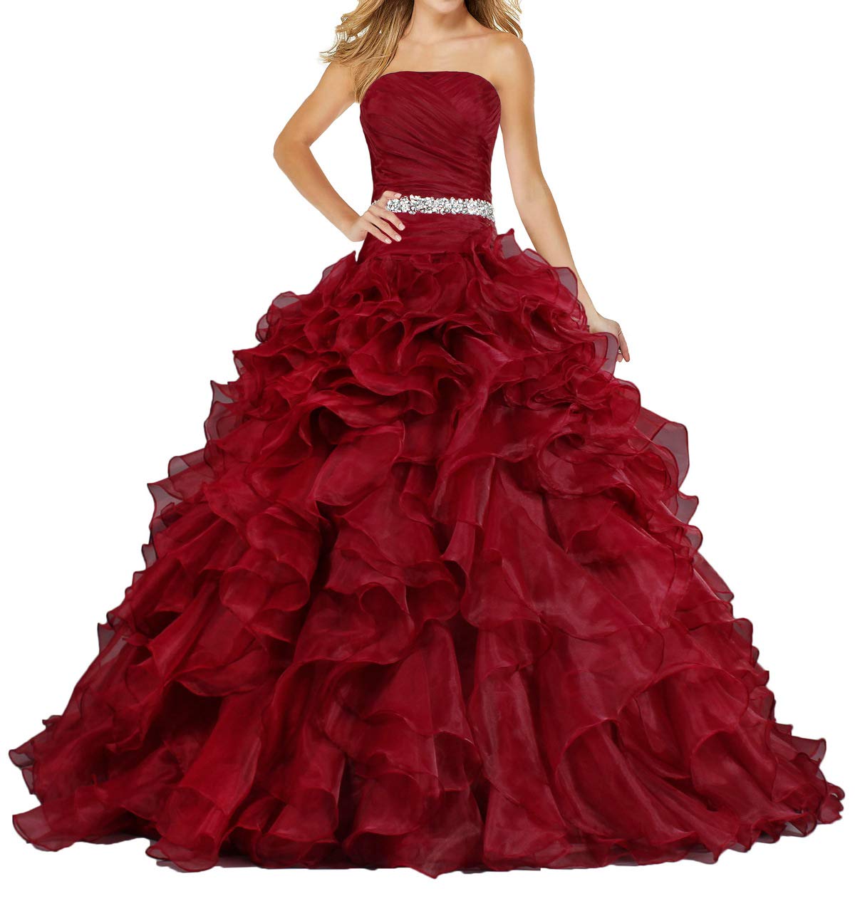 Elegant Women's Ball Gown Quinceanera Dress with Ruffles - Perfect for Prom, Sweet 16, and Formal Occasions