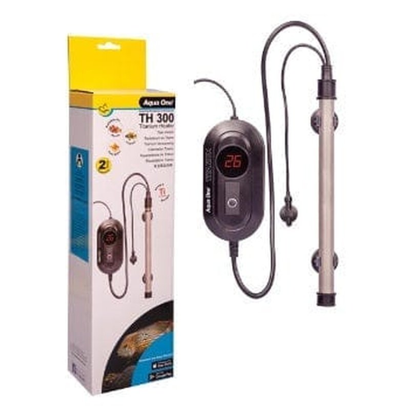 Aqua One TH Titanium Heater - 300W Submersible Fish Tank Heater with Digital Thermostat for Freshwater & Saltwater Aquariums | Perfect for Tropical Fish, Reef Tanks & Aquatic Pets