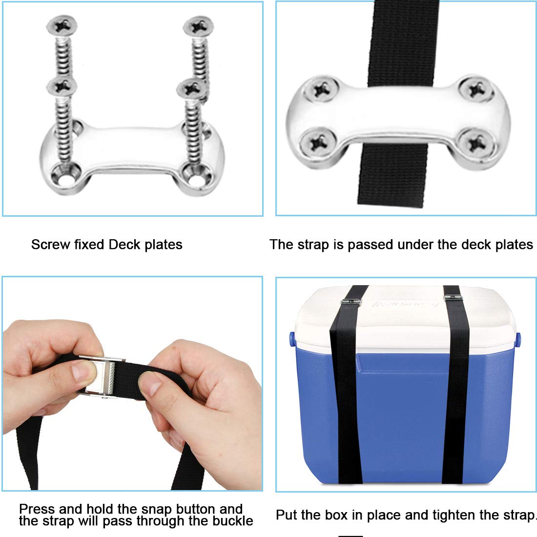 Universal Cooler Tie-Down Strap Kit with Cam Buckle Lashing, Compatible with YETI and RTIC Coolers for Camping, Boating, and Outdoor Adventures