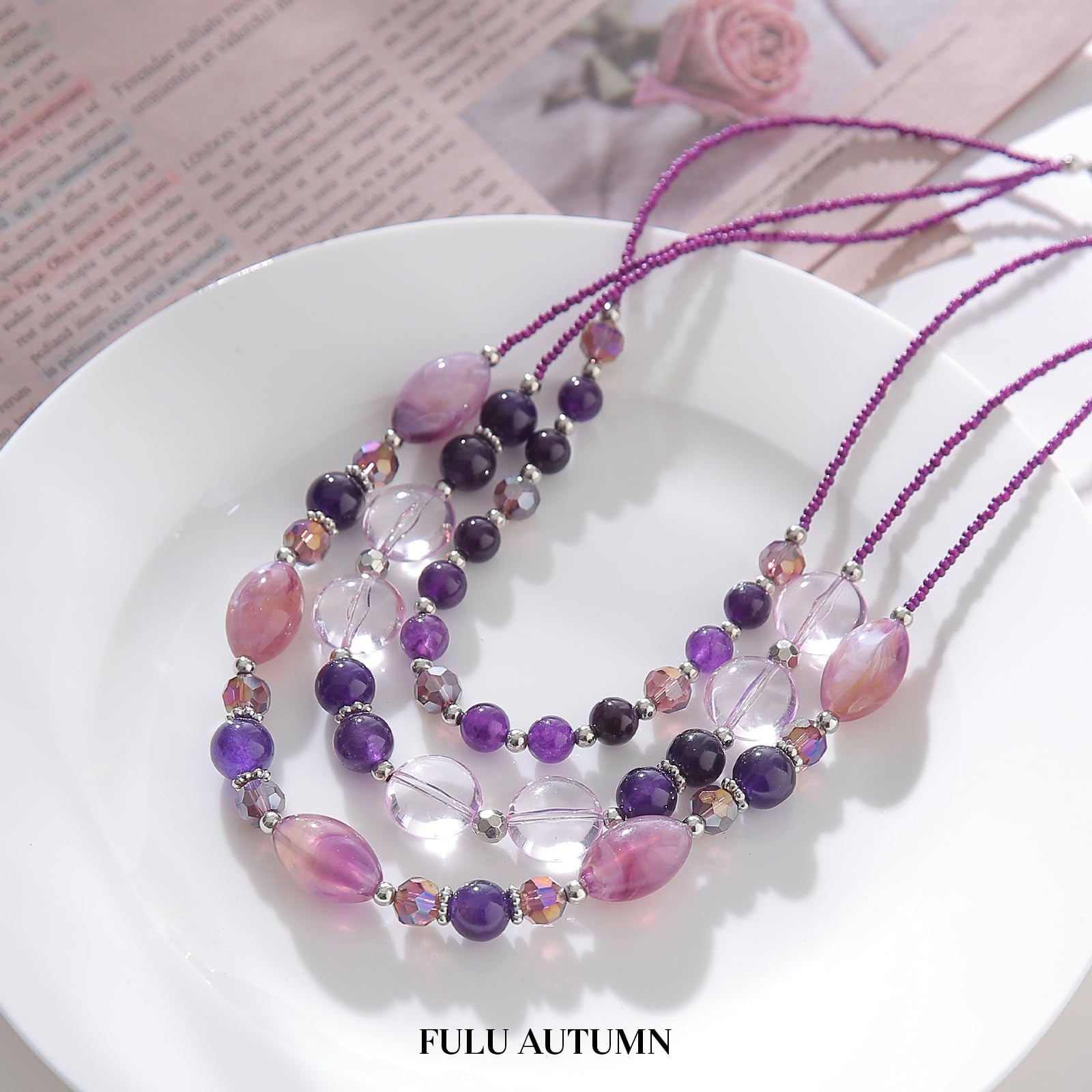 Chunky Layered Beaded Necklace for Women - Multi Strand Statement Jewelry, Fashion Birthday Gift for Mom - Perfect for Fall Outfits, Party Wear & Special Occasions