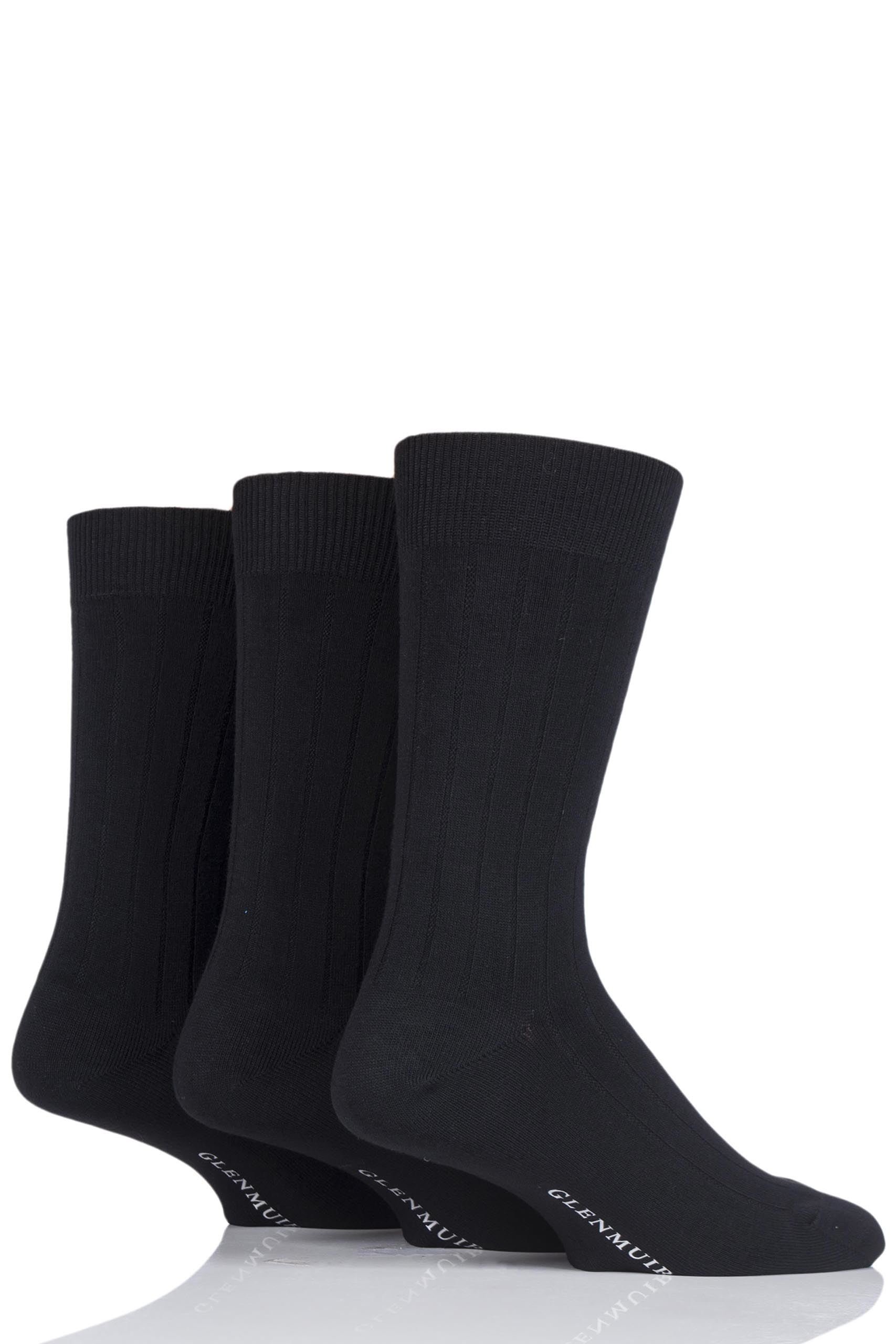 Glenmuir Men's 3-Pack Classic Bamboo Ribbed Socks - Soft & Breathable for Everyday Wear, Work, and Sports