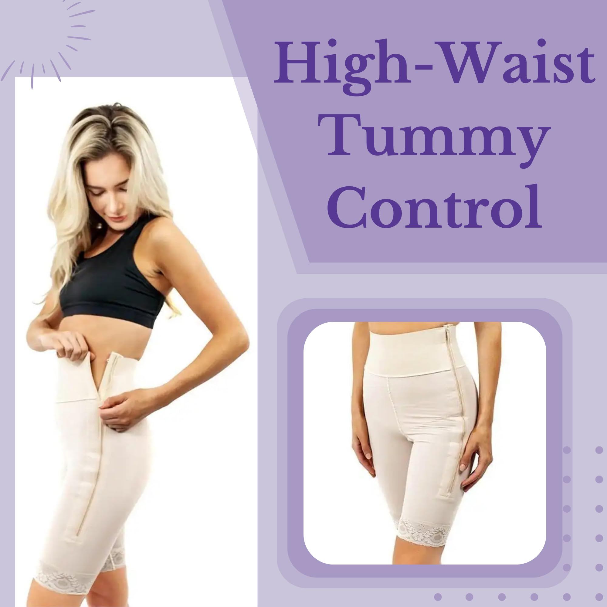 Post Surgery Compression Shorts for Women – Mid Thigh Tummy Tuck Recovery Garment 4