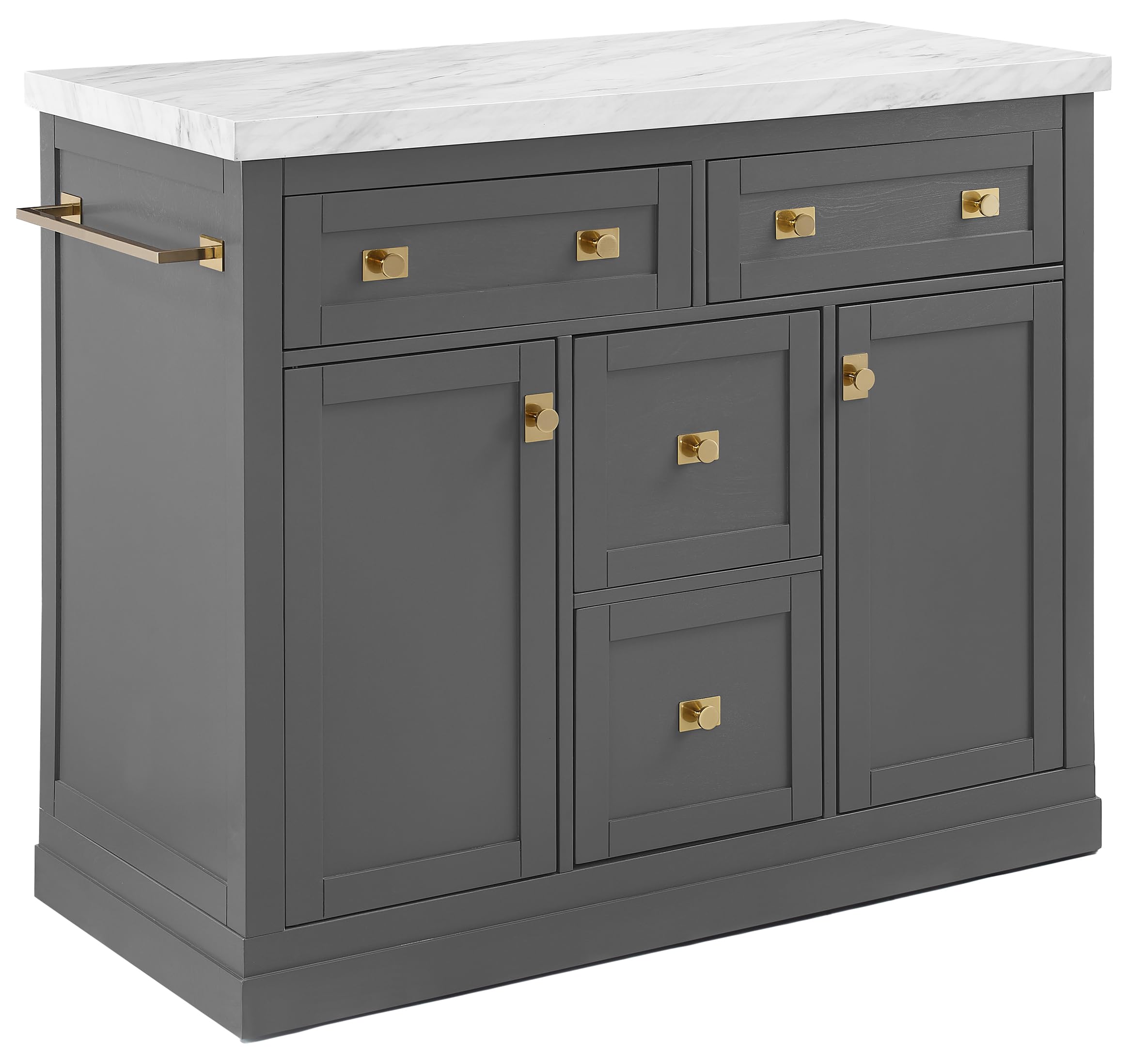 Crosley Claire Kitchen Island with Storage - Coffee Bar Cabinet, Buffet Sideboard & Microwave Stand in Gray | Space-Saving Solution for Small Kitchens, Dining Room Storage & Home Bar Setup | Perfect for Entertaining, Meal Prep & Compact Living Spaces | Ideal for Apartments, Condos & Small Homes | Multi-Functional Furniture for Coffee Stations, Buffet Serving & Microwave Storage