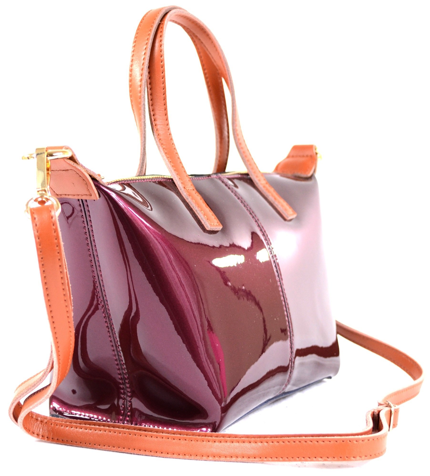 Stylish Women's Genuine Leather Patent Tote & Shoulder Bag with Adjustable Removable Strap - Perfect for Work, Travel, and Everyday Use