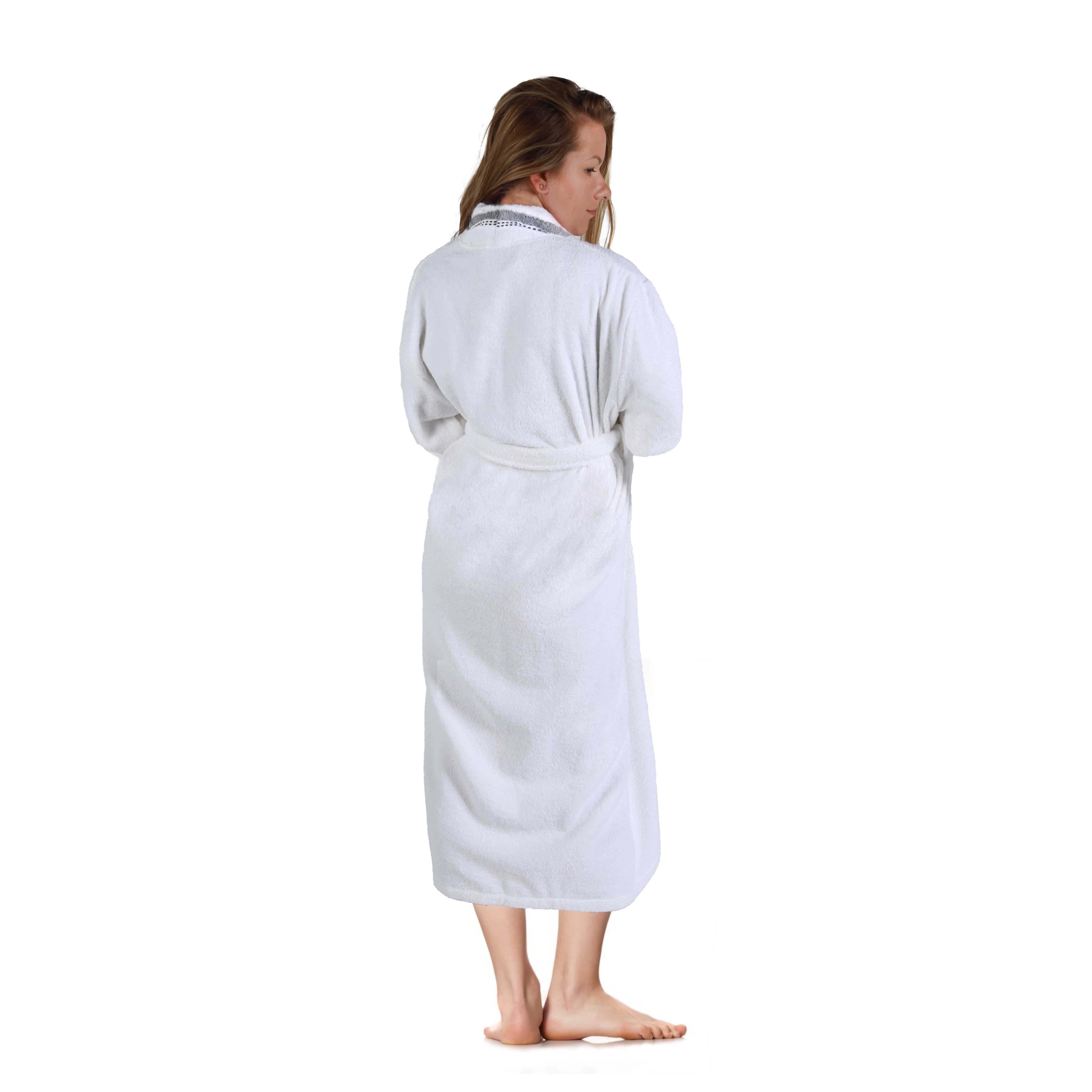 Unisex Cotton Terry Kimono Bathrobe with Embroidery - Soft & Absorbent Bath Robe for Spa, Hotel, Home Relaxation & Gift Giving