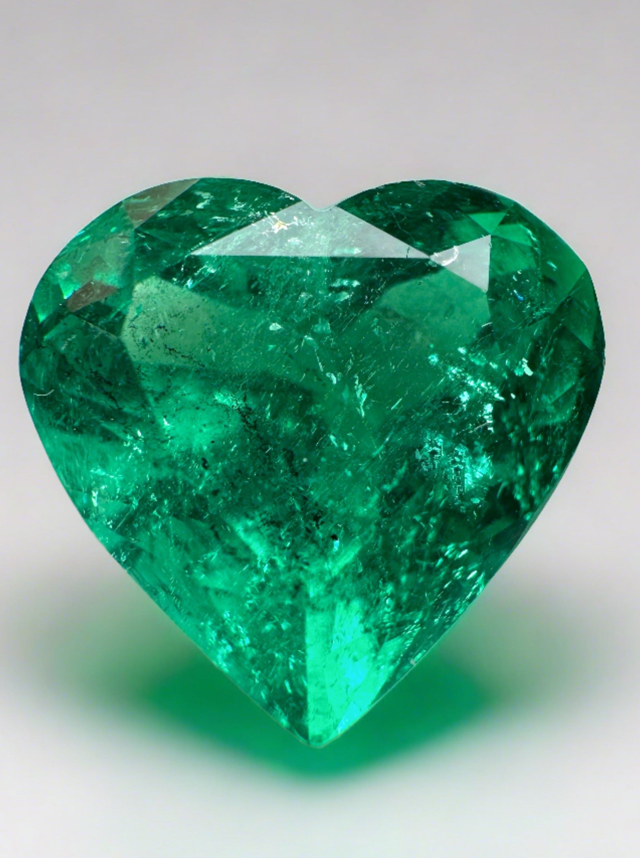 7.86 Carat AAA+ Muzo Green Natural Loose Colombian Emerald Heart Cut Gemstone for Jewelry Making & Engagement Rings - 13x13.8mm