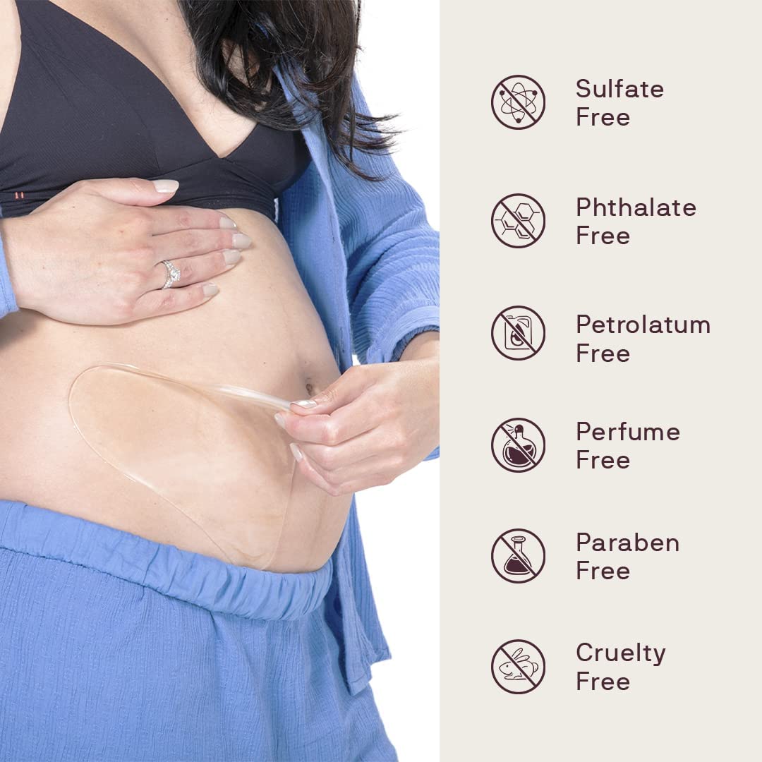 Dermaclara Large Body Patch for Pregnancy Stretch Marks - Silicone Gel Sheets for C-Section Scar Cover & Belly Scar Removal, Reusable Maternity Skincare (2 Patches + Cleanser) - Perfect for Postpartum Recovery & Smooth Skin Care