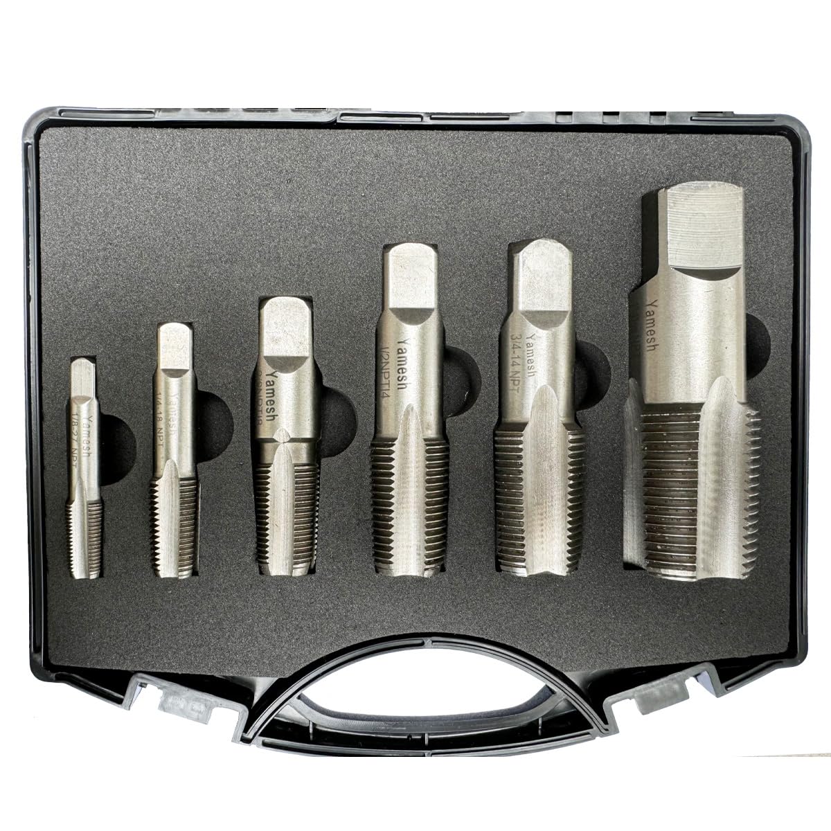 6-Piece NPT Pipe Tap Set - Carbon Steel Pipe Thread Repair Kit (1/8