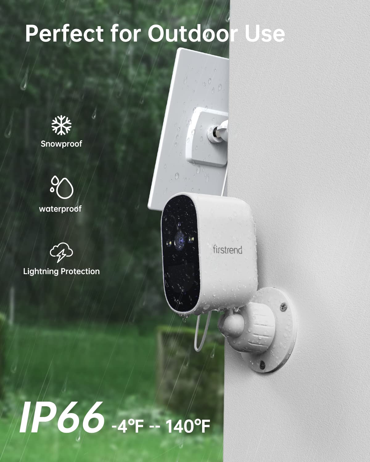 Firstrend 2K Solar Security Camera Wireless Outdoor with Floodlight - Color Night Vision, PIR Motion Detection & Two-Way Audio - Solar Powered WiFi Home Security System for Yard, Garage & Front Door Surveillance