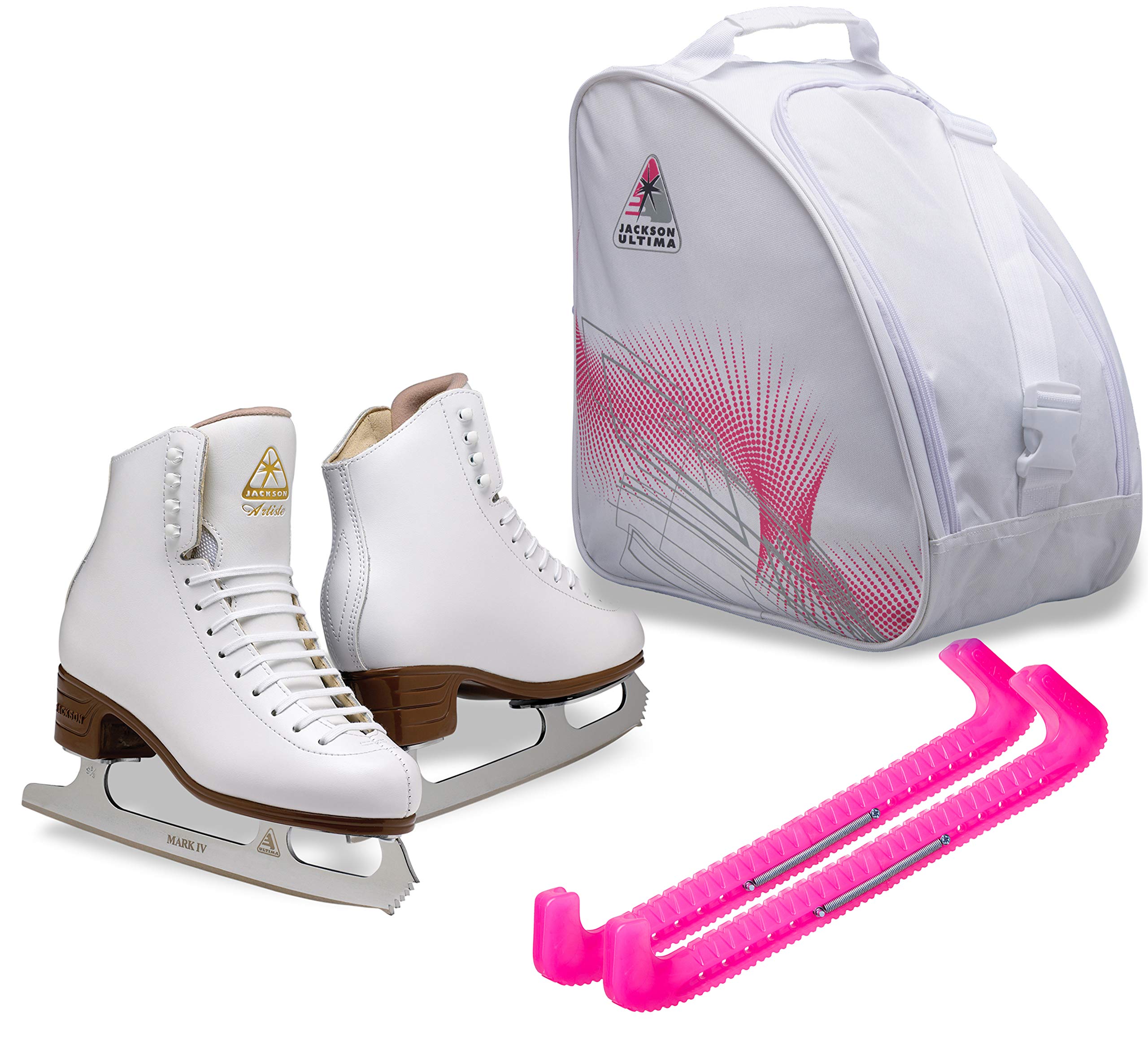 Jackson Ultima Women's & Girls' Figure Skates Bundle with Carrying Bag & Skate Guards - Perfect for Ice Skating Practice & Competitions