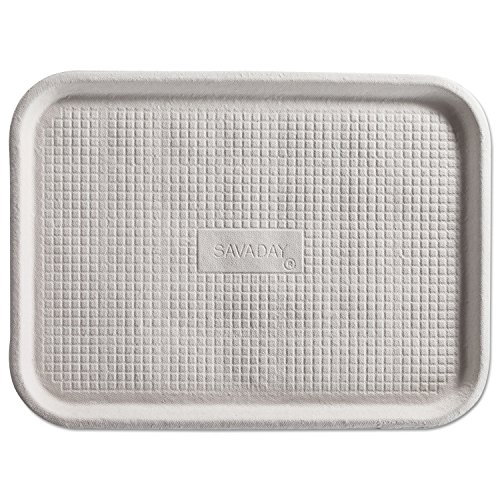 Savaday Molded Fiber Flat Food Tray - Eco-Friendly Disposable Serving Tray for Parties, Picnics & Catering Events | 12