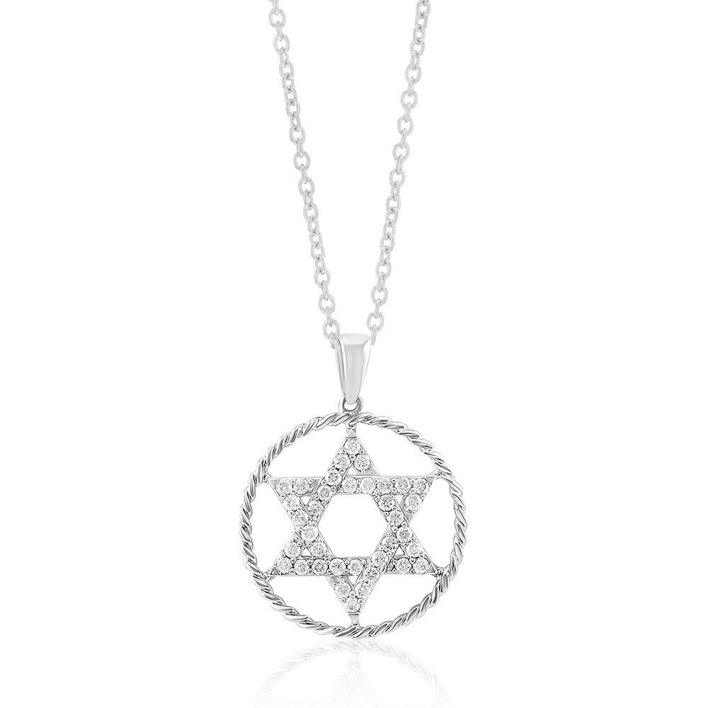 14K White Gold Diamond Star of David Pendant Necklace with 72 Round Cut Diamonds - Perfect for Hanukkah Gifts, Jewish Celebrations & Spiritual Jewelry