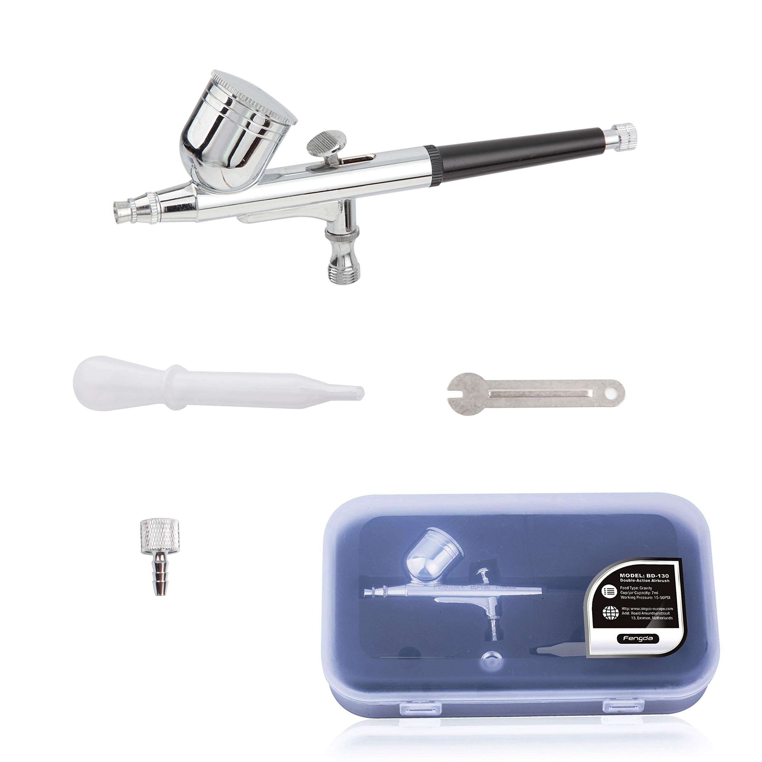 Timbertech AS18-2K Airbrush Kit with Compressor - Complete Starter Set with Air Hose, Cleaning Brushes & Test Paints - Perfect for Hobbyists, Model Painting, Automotive Graphics, Body Art & Makeup Application