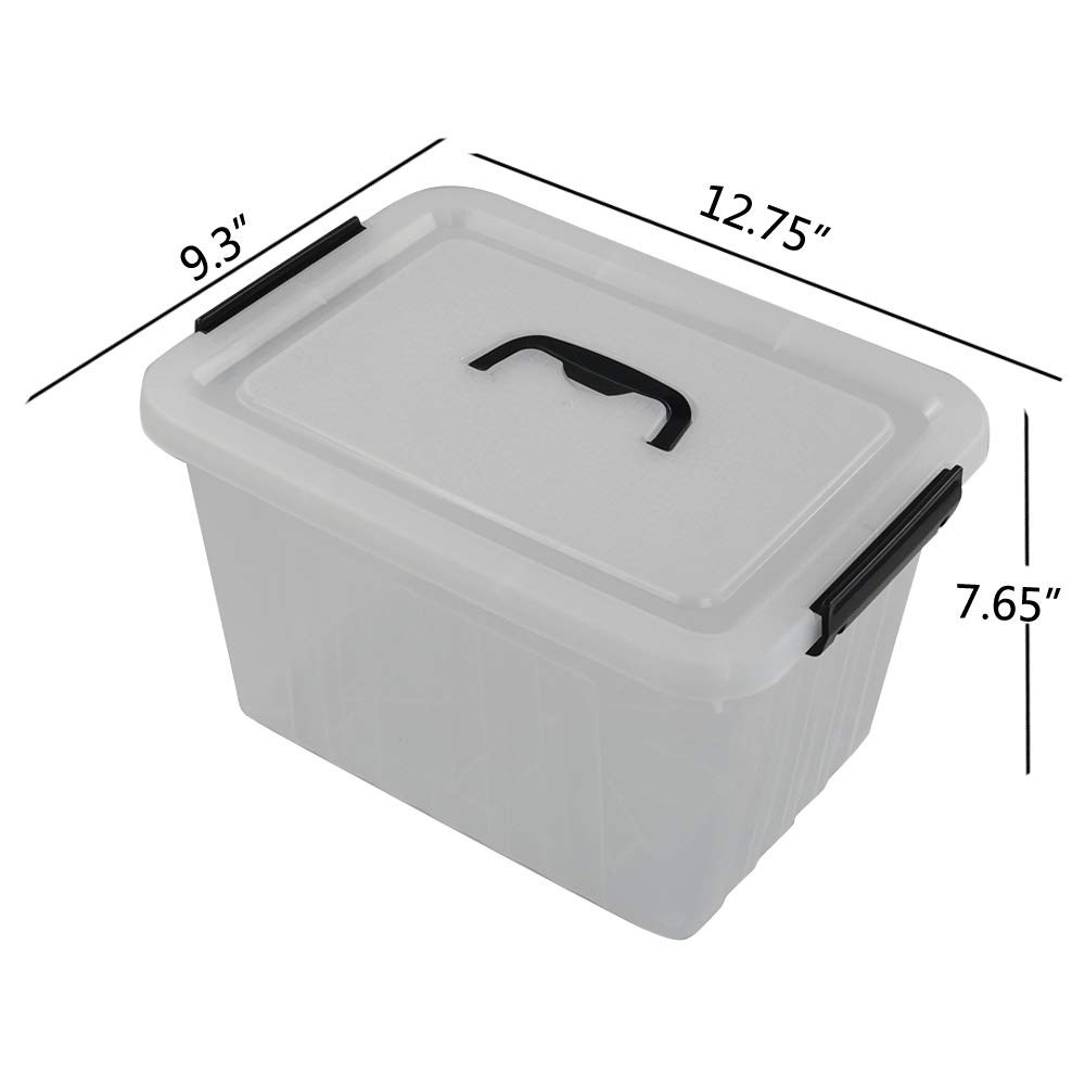Anbers 12 Quart Clear Plastic Storage Box with Lid and Handle - Airtight Latching Bin for Kitchen Pantry Organization, Toy Storage, or Craft Supplies