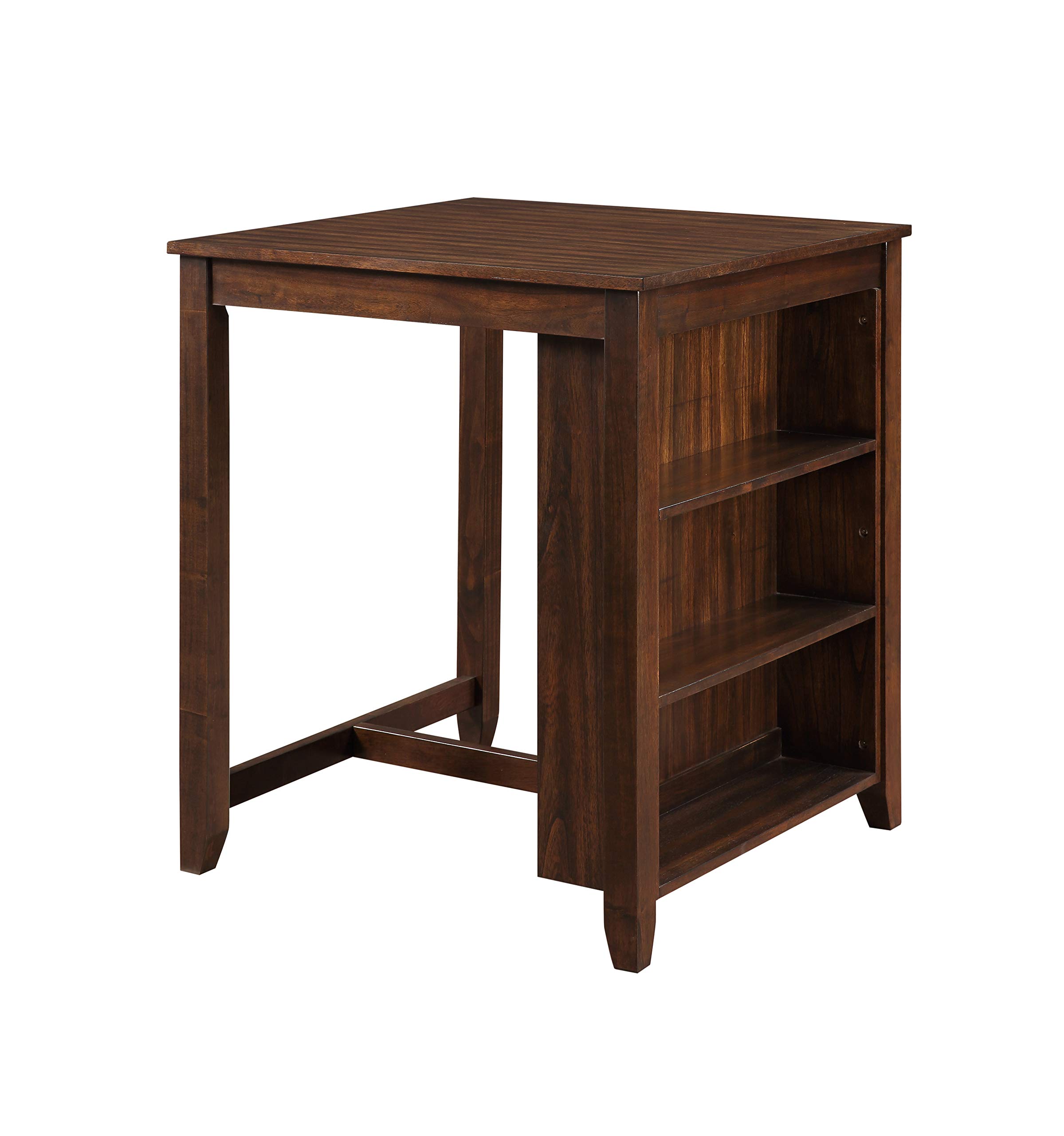 Classic Gia Counter Table Set with 2 Dining Chairs & Storage Shelf - 30 Inch Cherry Brown - Perfect for Small Kitchens, Breakfast Nooks & Studio Apartments