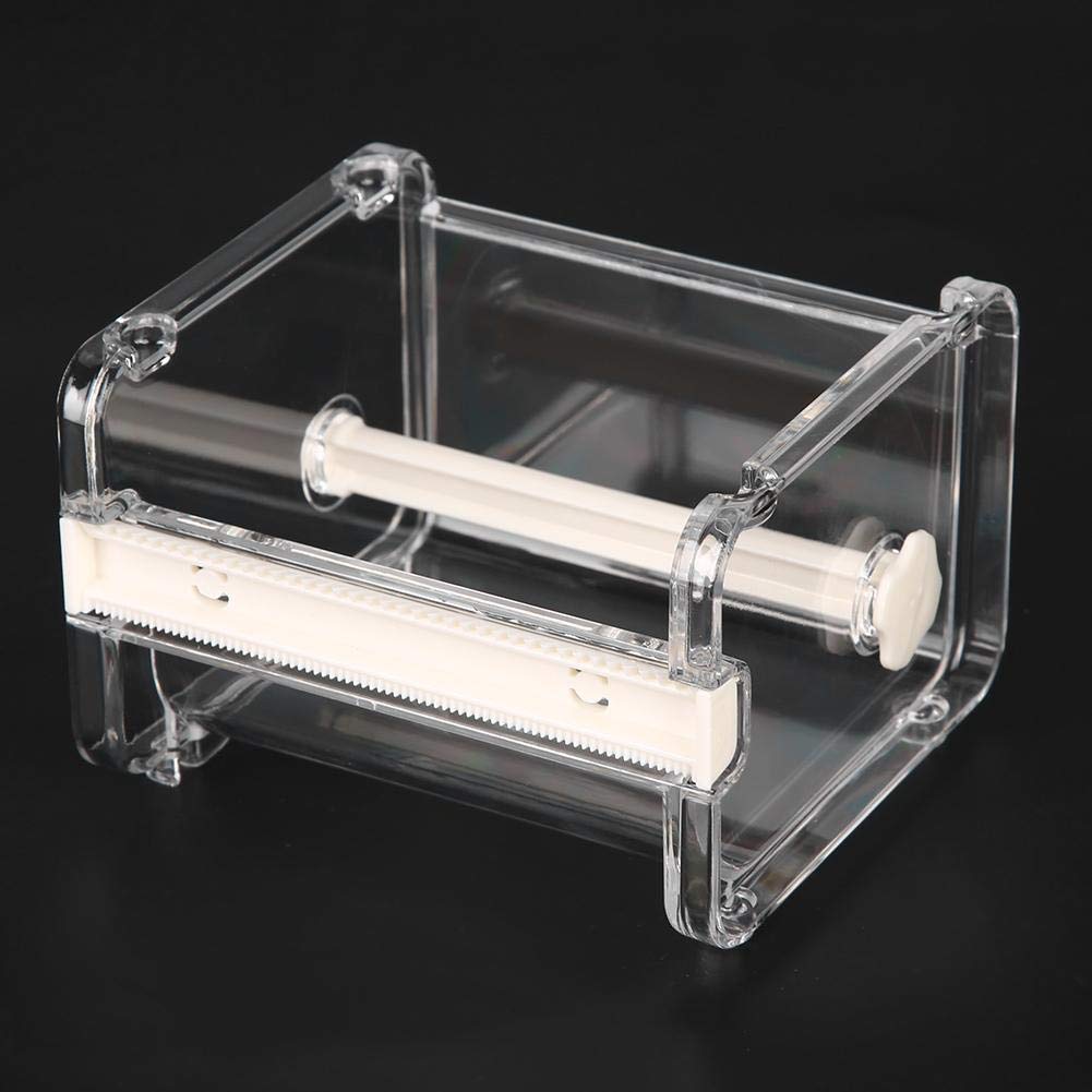 Hilitand Clear Plastic Washi Tape Dispenser - Transparent Tape Cutter & Roll Holder for Office, School, Crafting & Scrapbooking (White) - Perfect for Organizing Desk Supplies, Gift Wrapping & DIY Projects