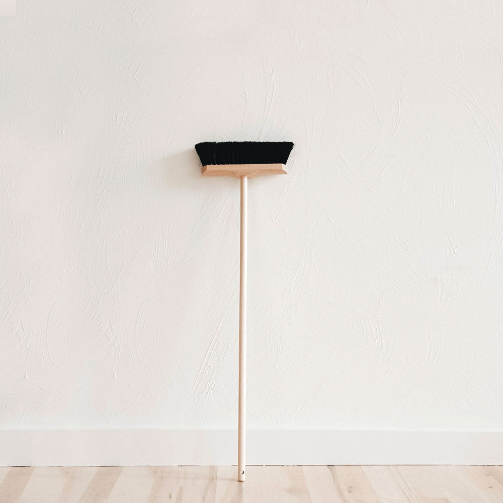 Short Wooden Push Broom - Compact Dustpan & Broom Set for Hardwood Floors | Perfect for Small Spaces, RVs & Tight Corners